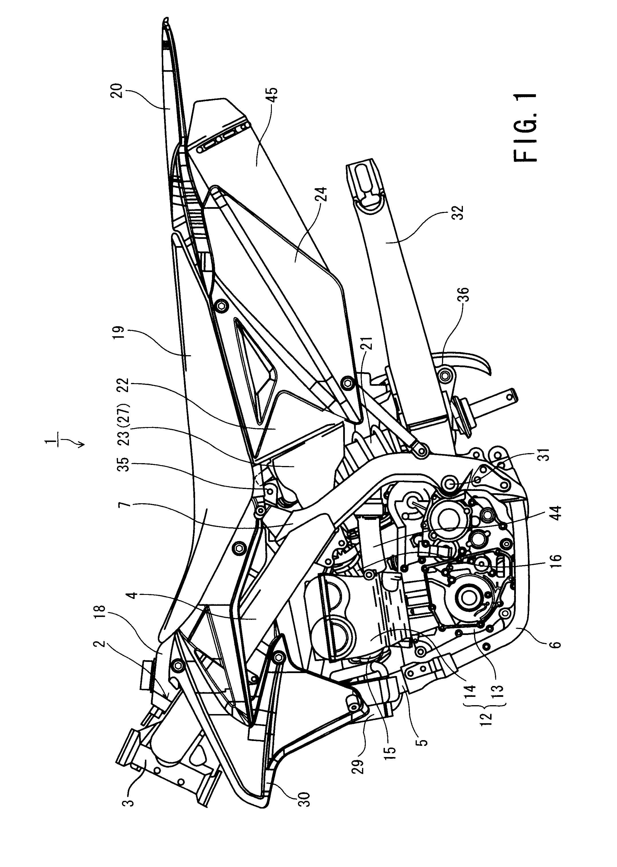 Intake device for motorcycle