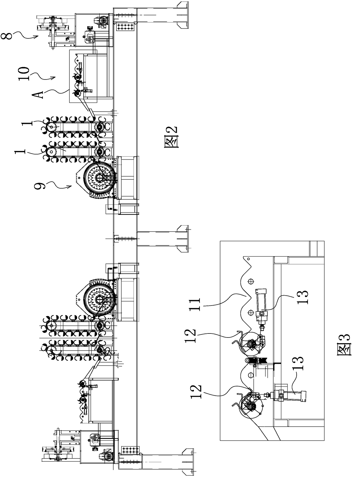 Cage steel bar storage rack and cage steel bar conveying device for pipe pile production line