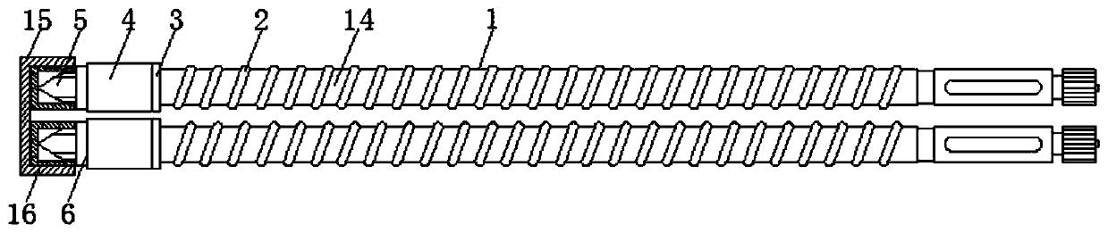 PVC film special screw rods realizing high-efficiency plasticization and carbon deposition prevention