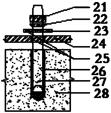 Reinforced concrete shear wall with anchor steel shearing-resistance reinforcing function and frame of reinforced concrete shear wall