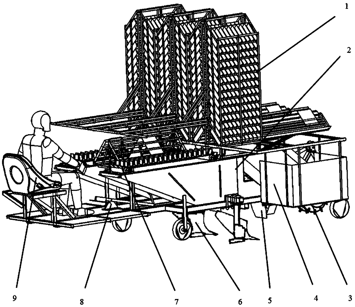 High-efficiency transplanting machine with interchangeable seedling trays