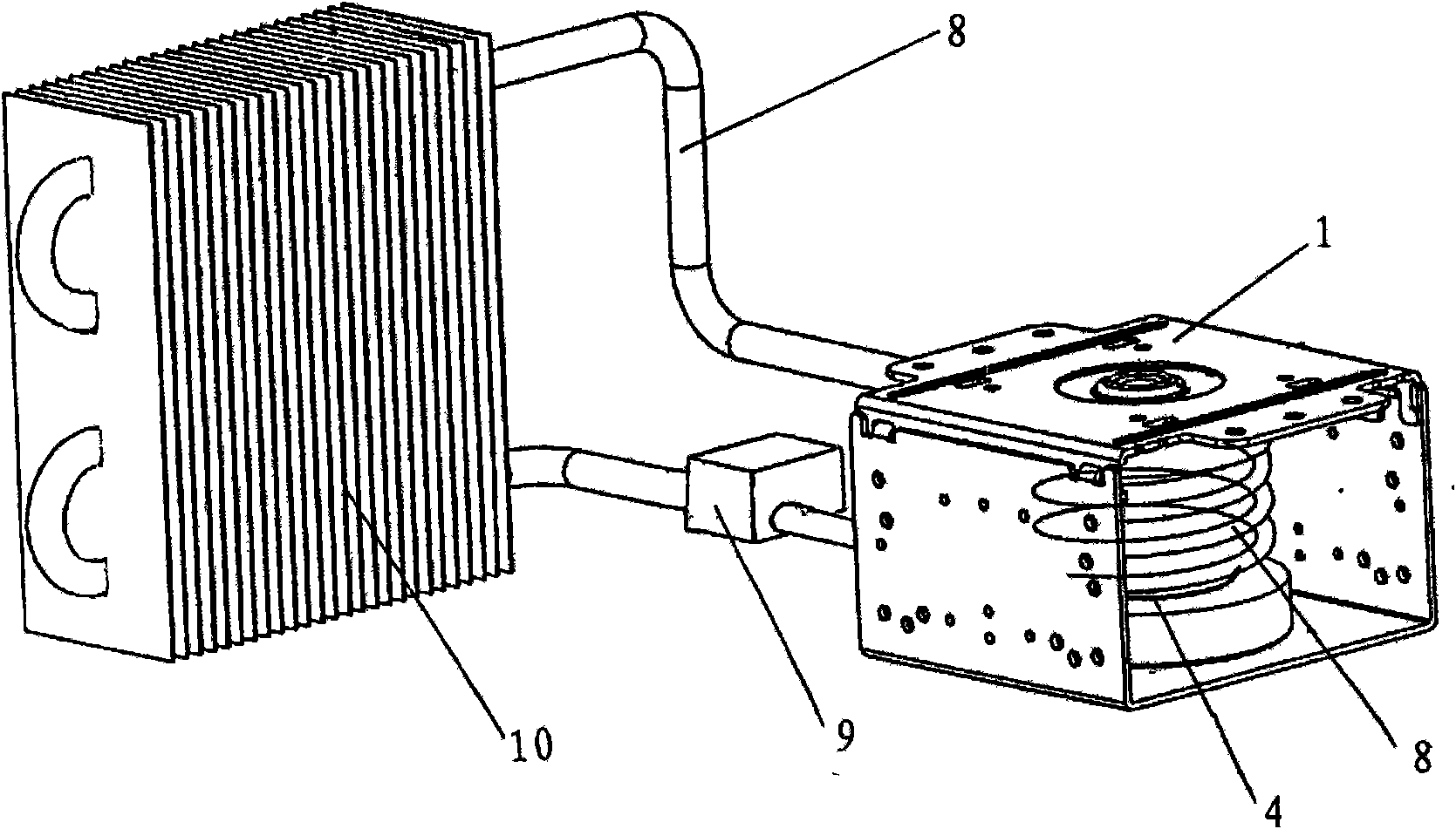 Water cooling structure of microwave oven magnetron