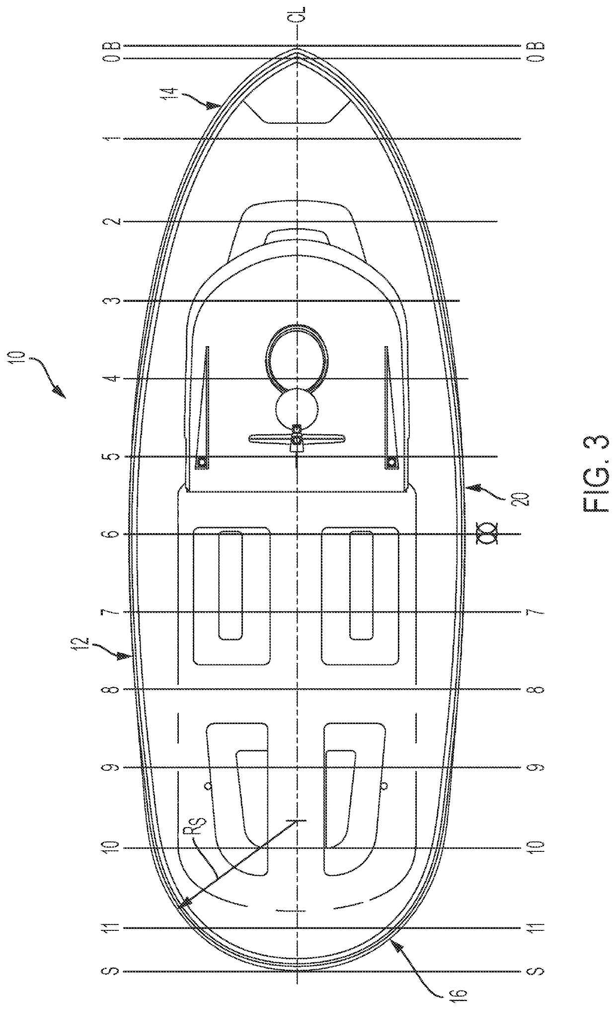 Vessel hull for forming waveforms for attraction of aquatic animals