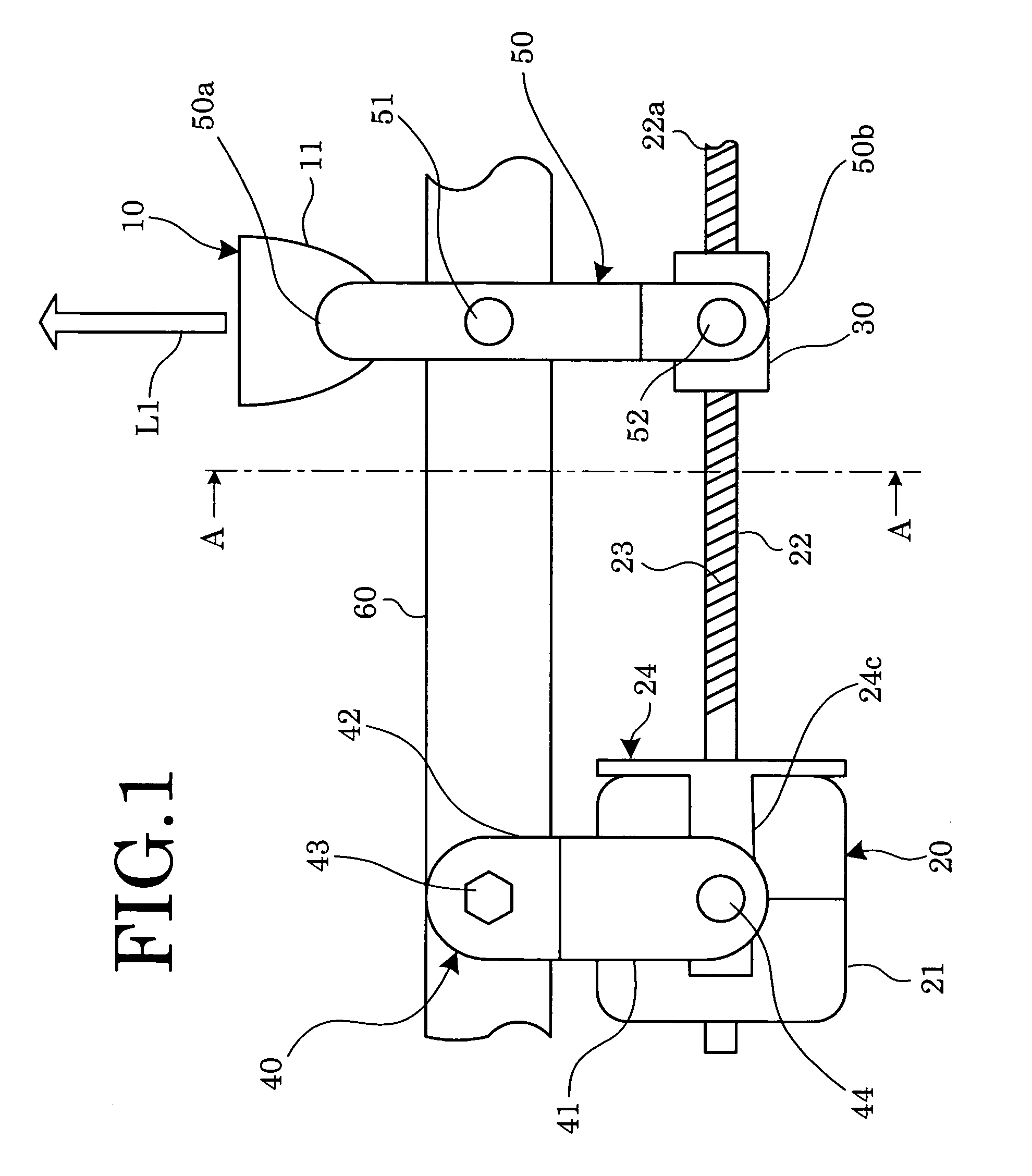 Mechanism for deflecting headlamp optical axis without speed reduction gears