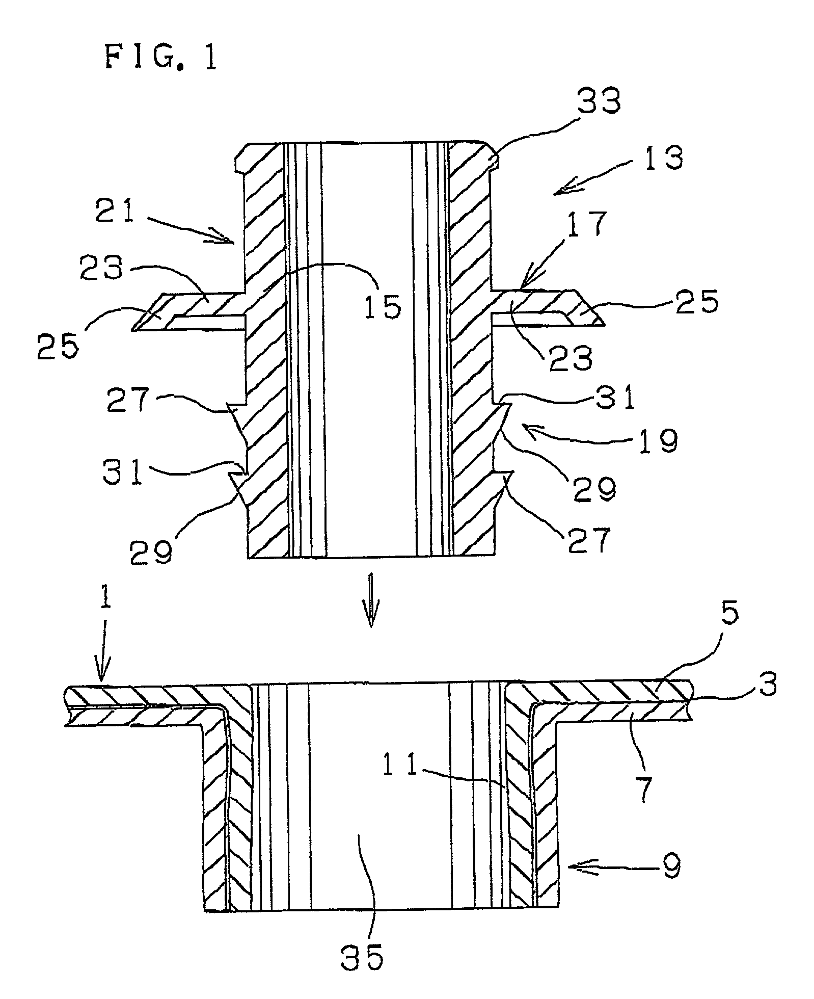 Structure for connecting tubular member to fuel tank