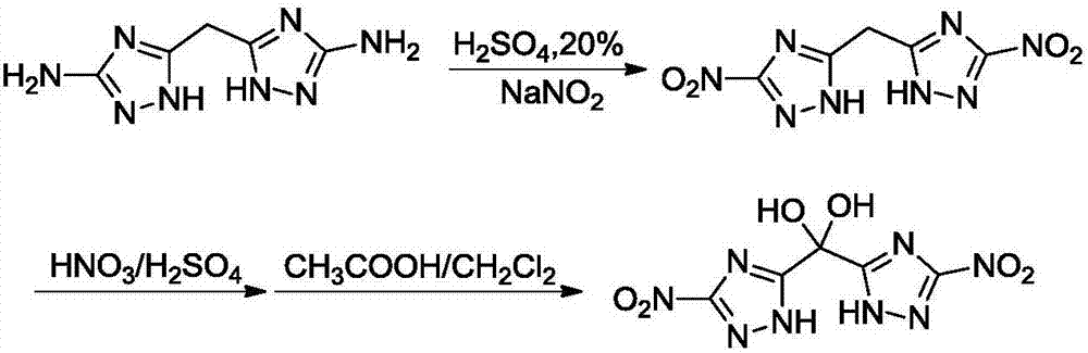 Bis(3-nitro-1,2,4-triazol-5-yl)methanediol compound