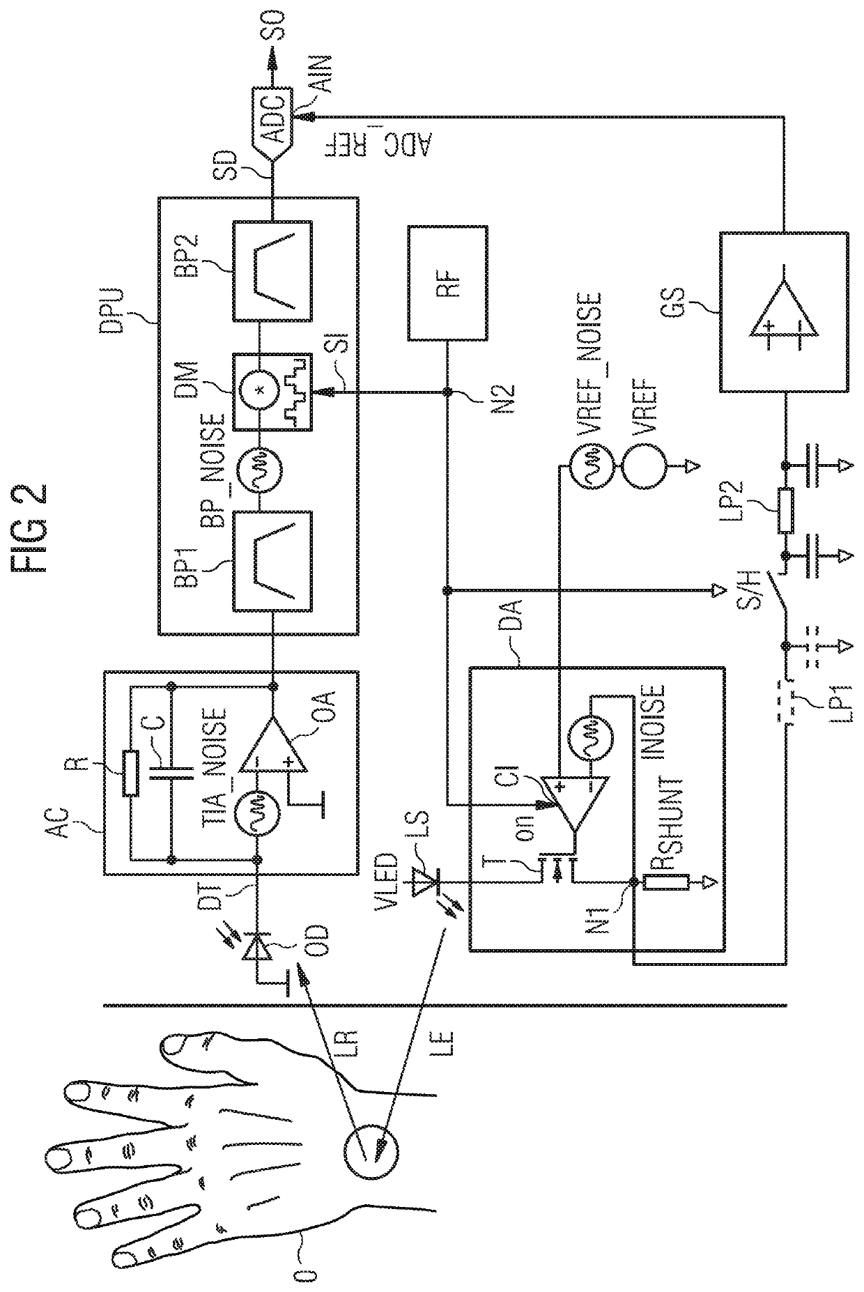 Circuit arrangement for an optical monitoring system and method for optical monitoring