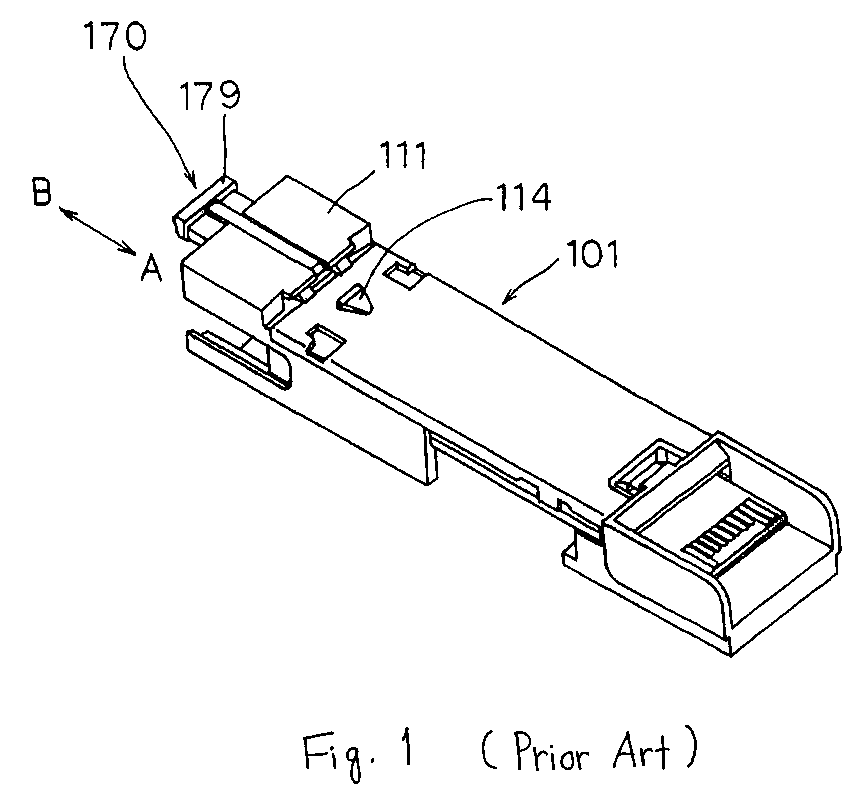 Optical module with lever that abuts case to release latch from locking state with cage which accommodates optical module