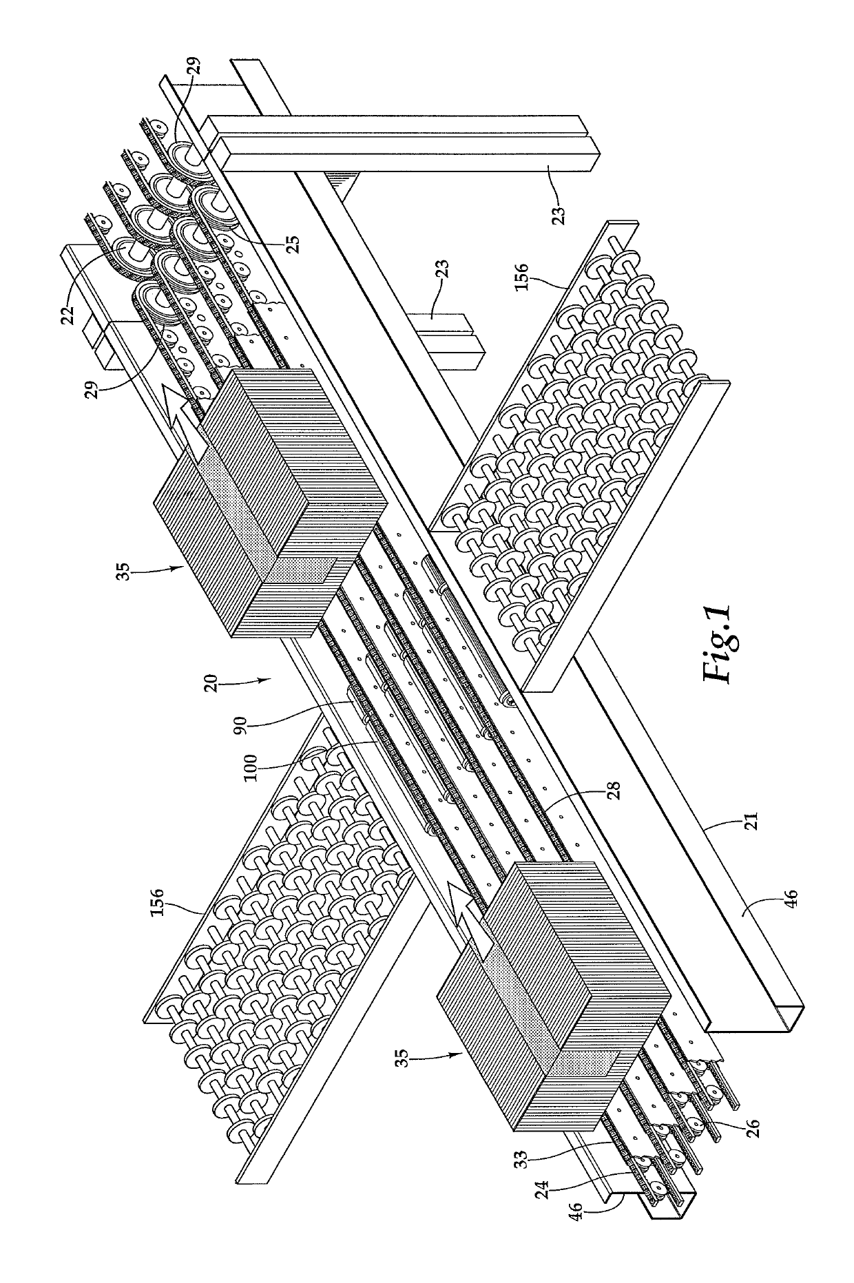 Narrow belt conveyor with 90 degree cross transfer