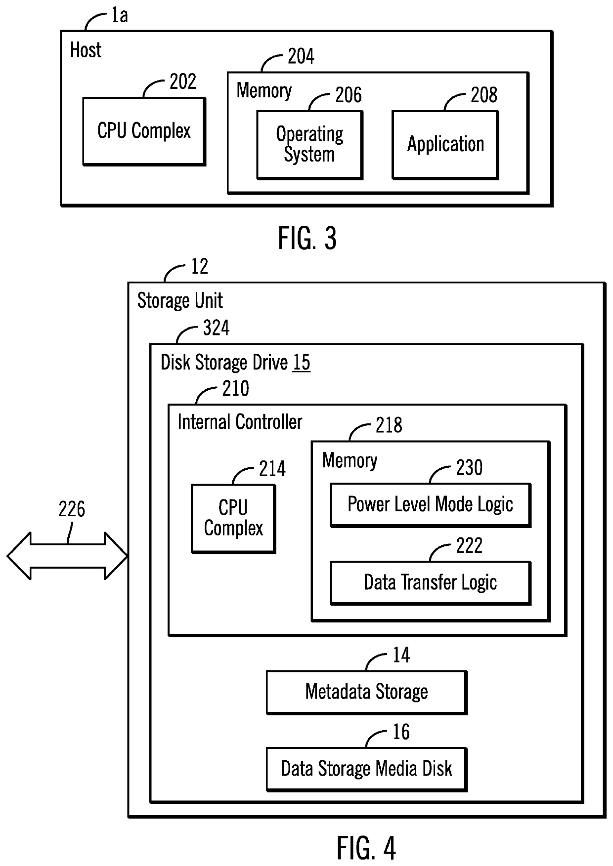Power level management in a data storage system