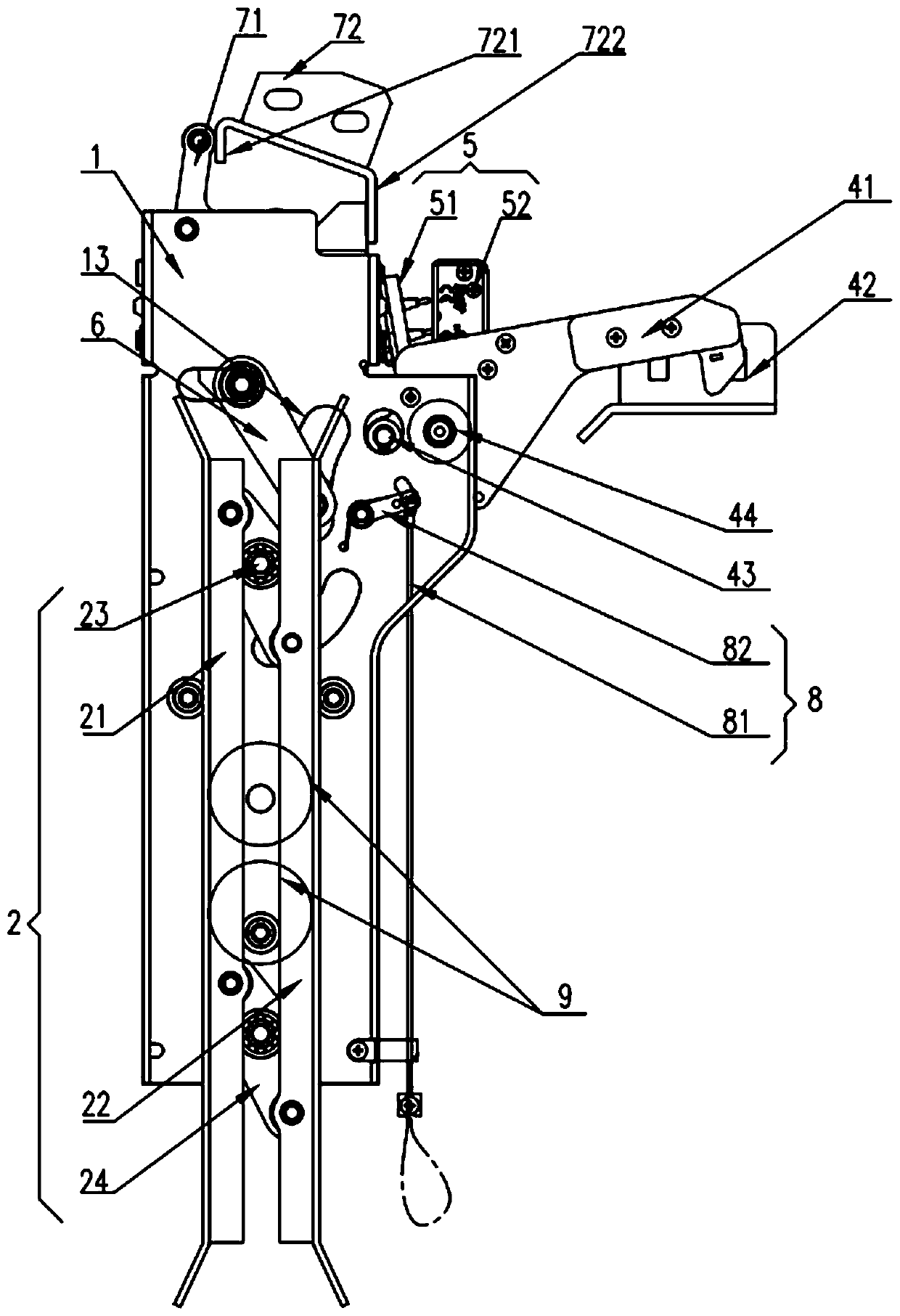 Asynchronous door knife device of elevator car door lock