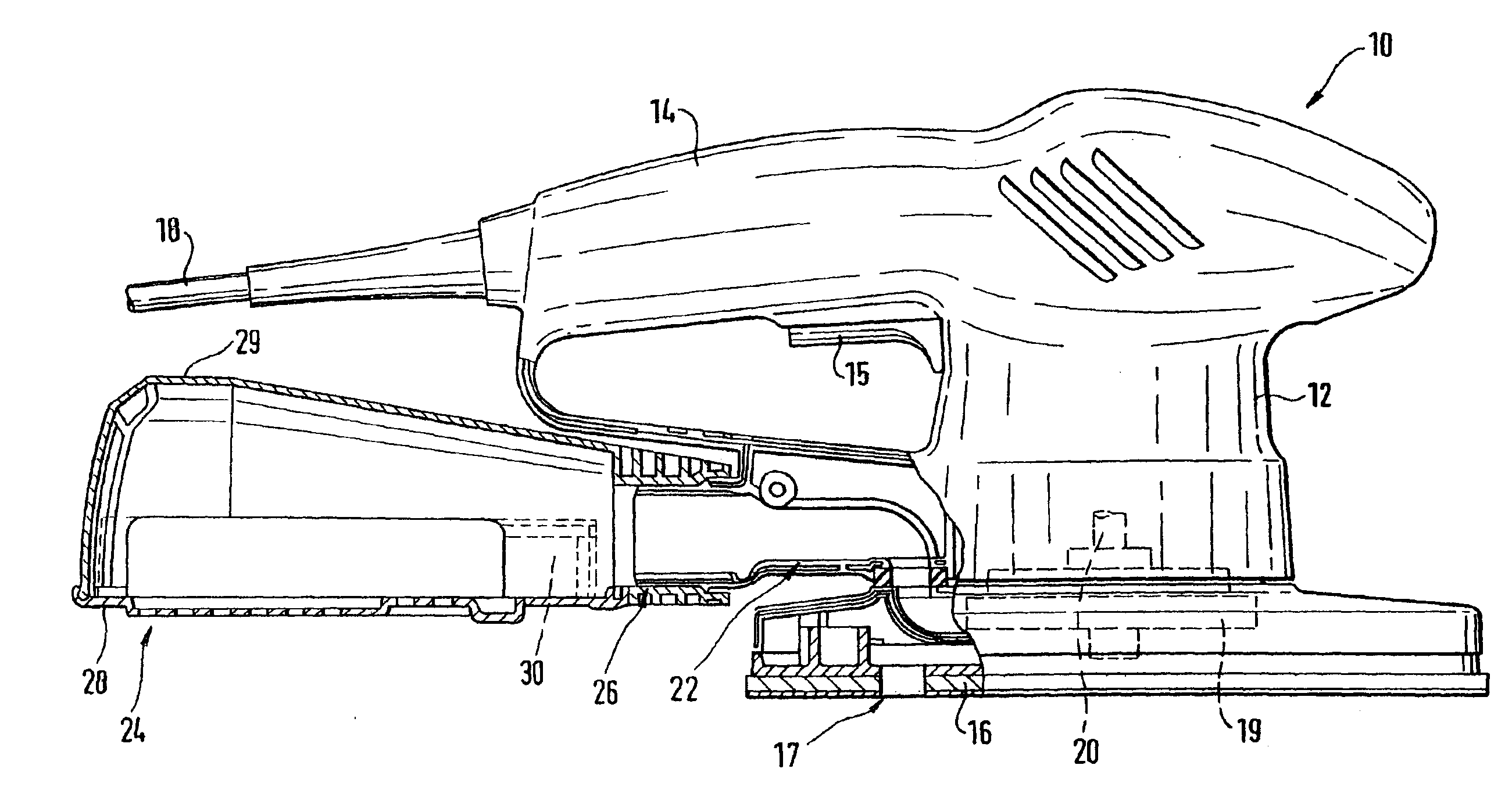 Hand machine-tool comprising a dust extraction device
