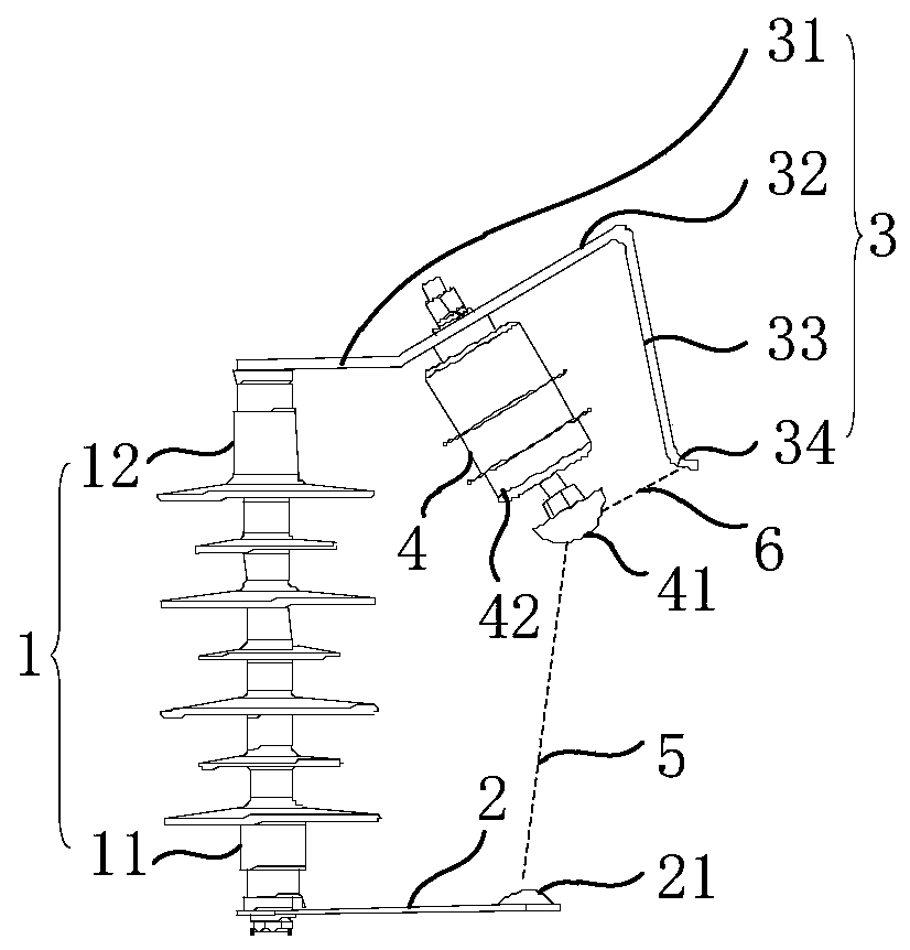 Discharge gap structure and discharge gap device without power-frequency freewheeling