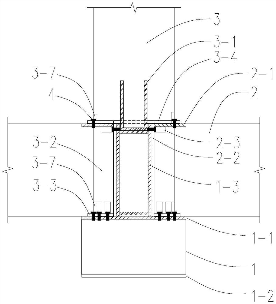 Prefabricated concrete ground beam-frame column connecting joint and construction method thereof