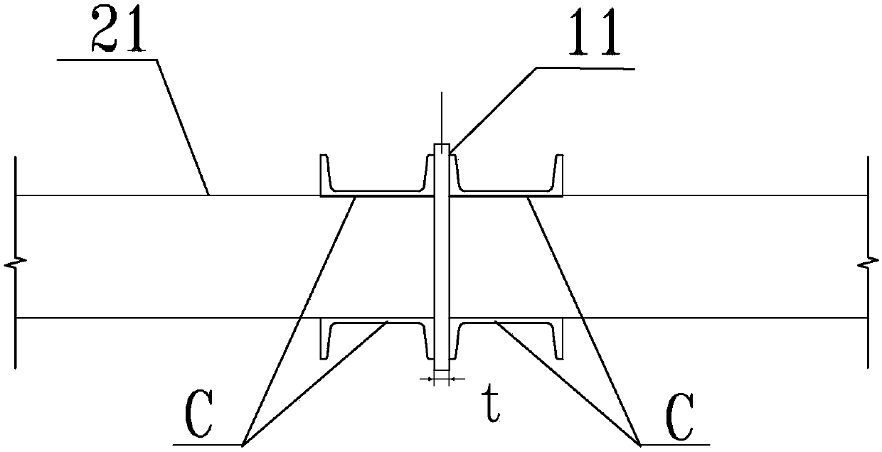 Steel structure anchor block formed through connection of box iron and water supply and return fixed joints and box iron calculation method