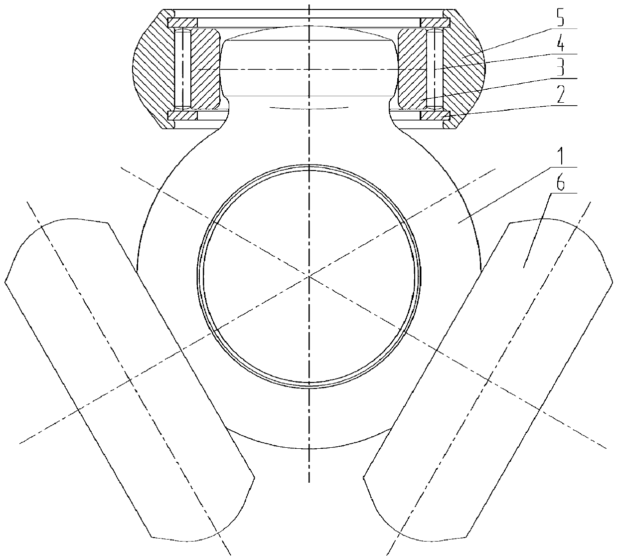 Ball head type tripod universal joint with composite structure