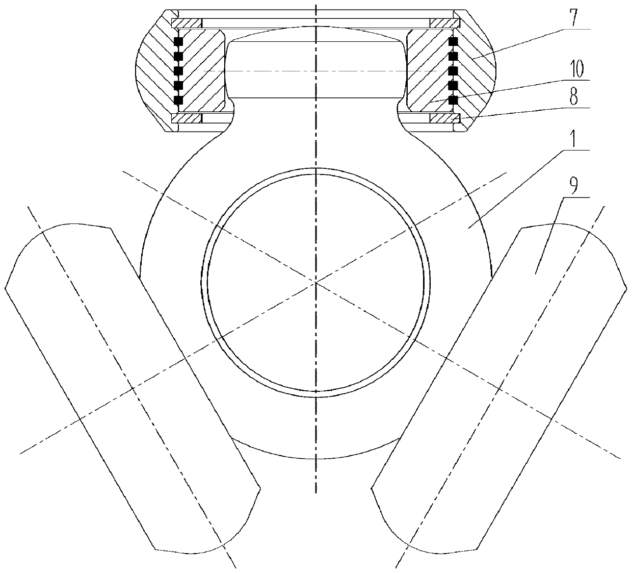 Ball head type tripod universal joint with composite structure