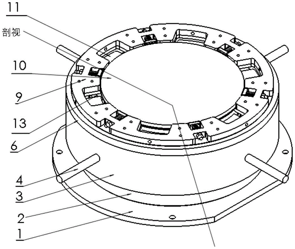 Large diameter lens coating fixture rotating disc