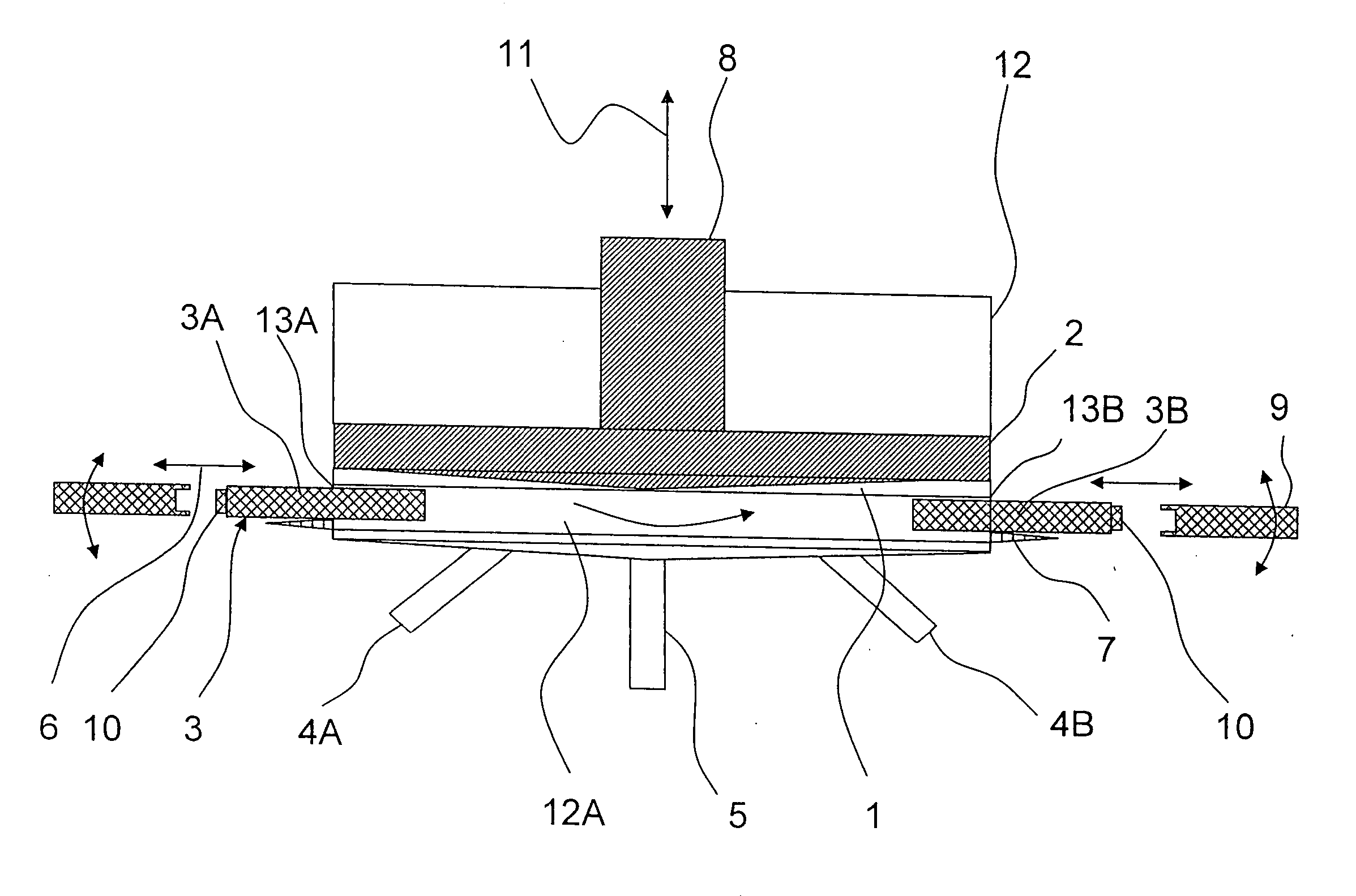 Device for mixing at least two media