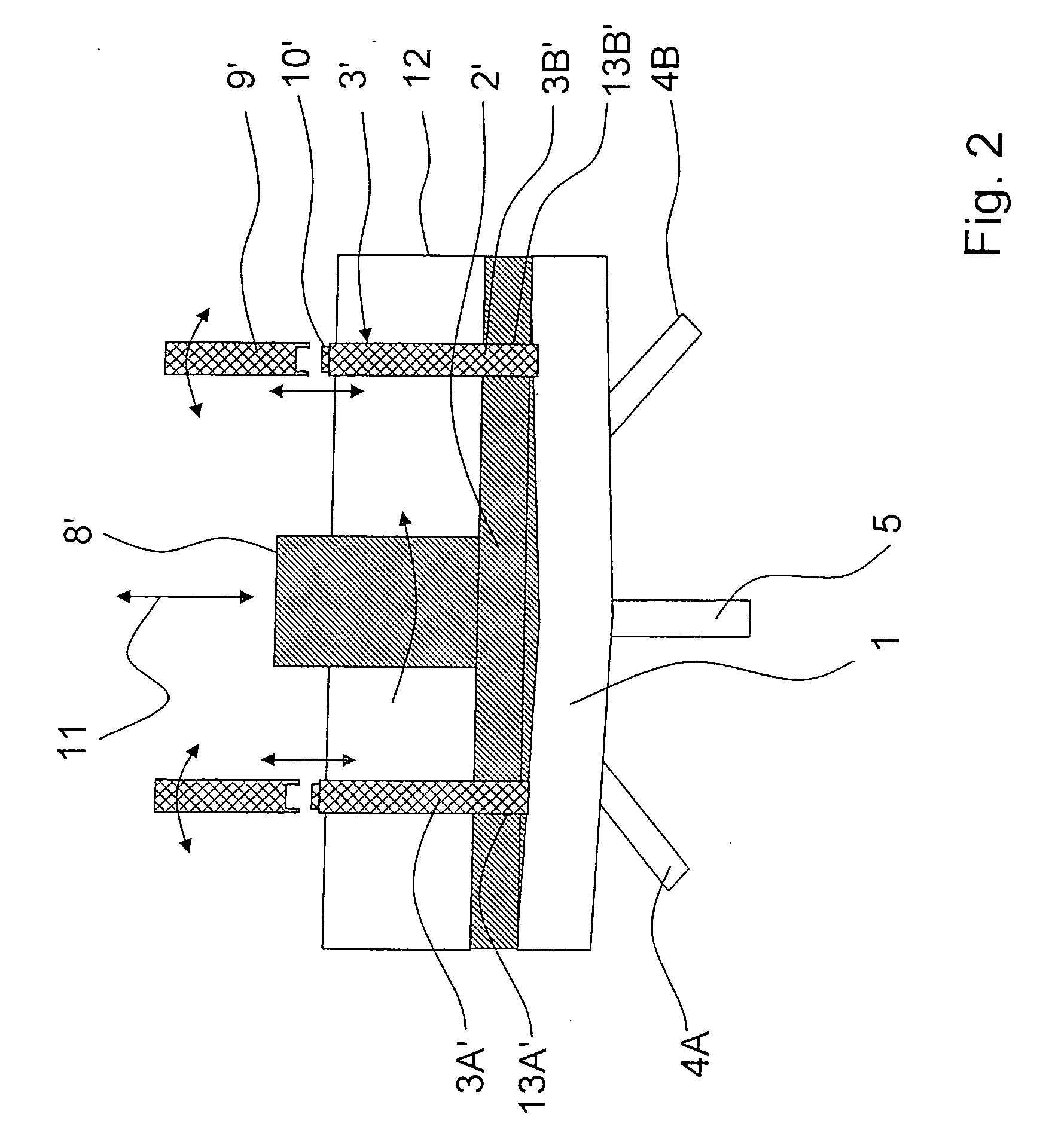 Device for mixing at least two media