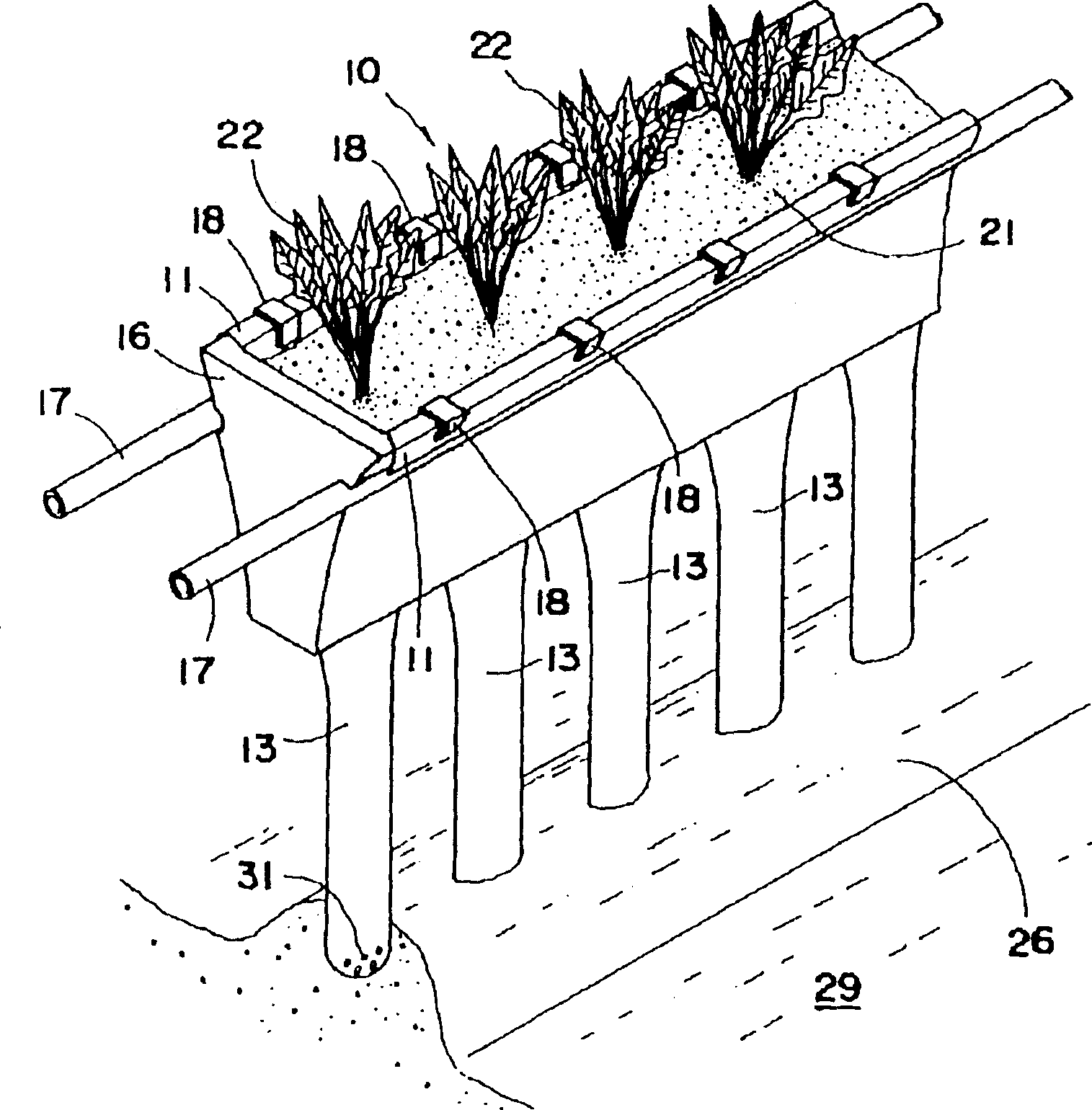 Overhead planting container