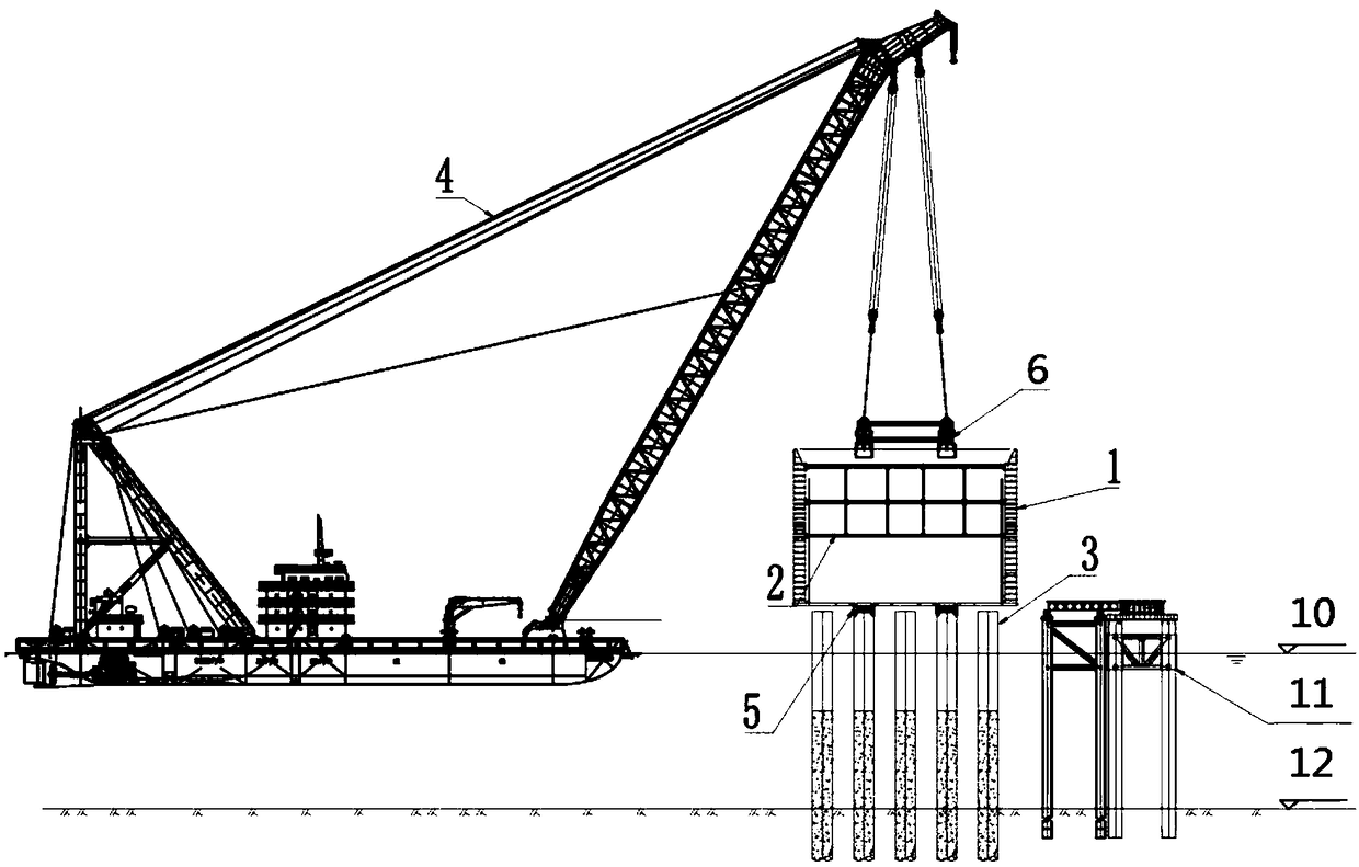 Cofferdam and hoisting descending construction method thereof
