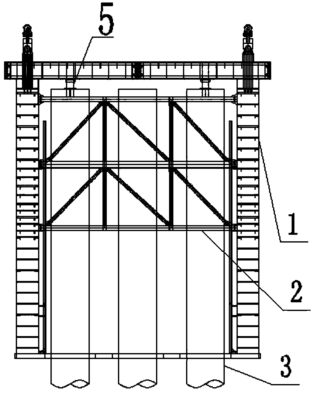 Cofferdam and hoisting descending construction method thereof