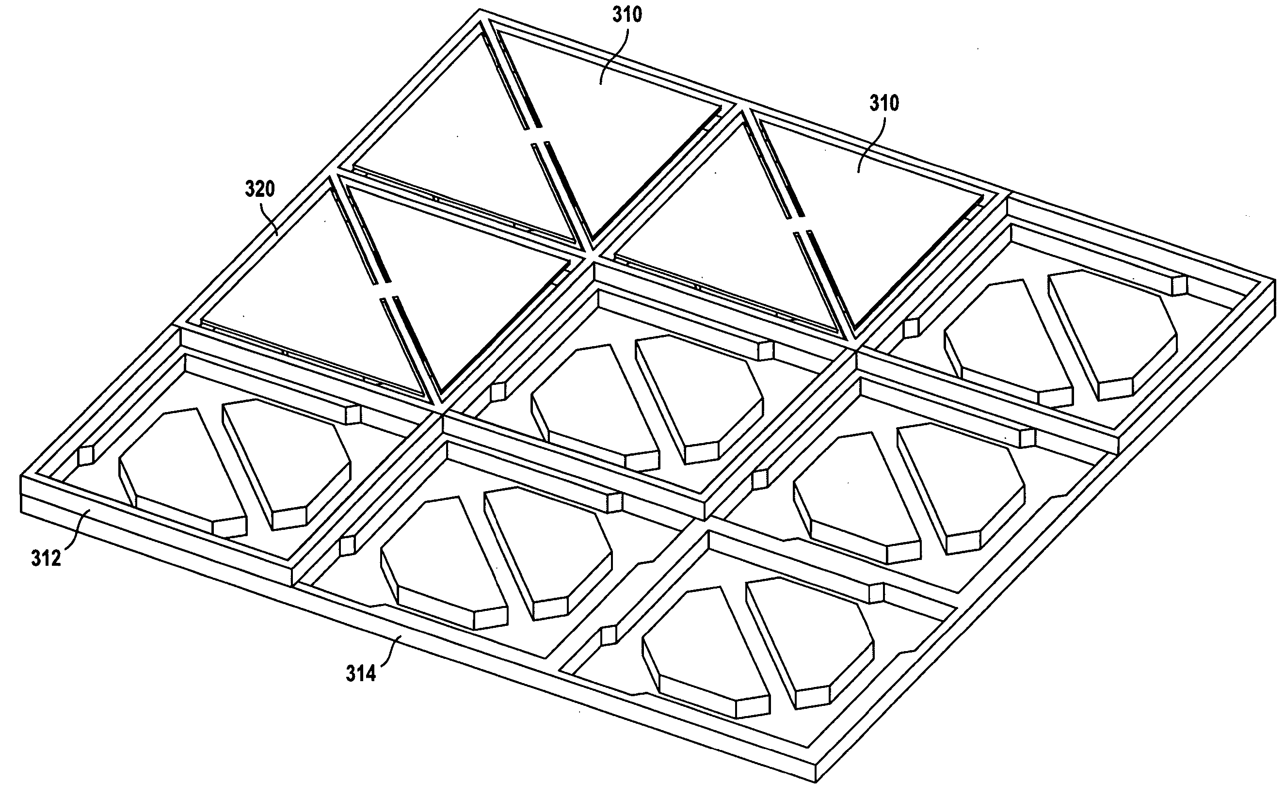 Method and structure of patterning landing pad structures for spatial light modulators