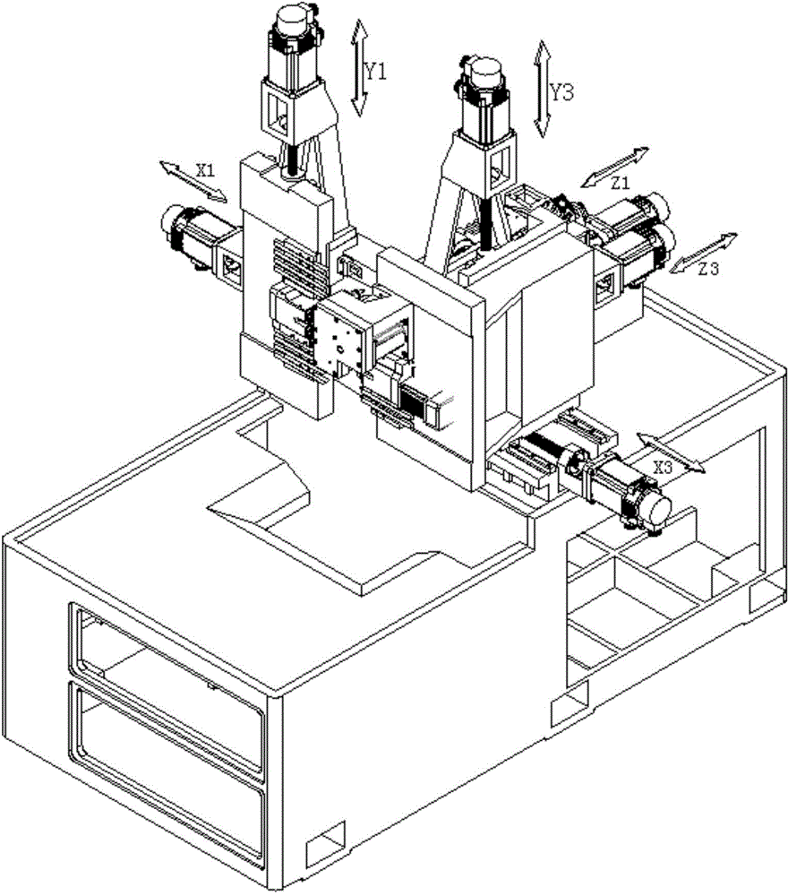 Third axis group structure on numerical control repeated cutting material moving type lathe
