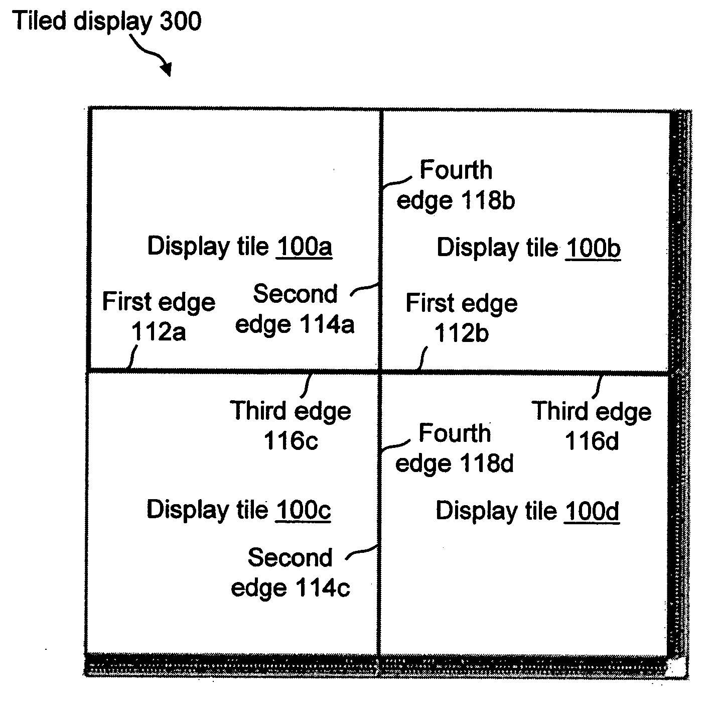 Scalable tiled display assembly for forming a large-area flat-panel display by using modular display tiles