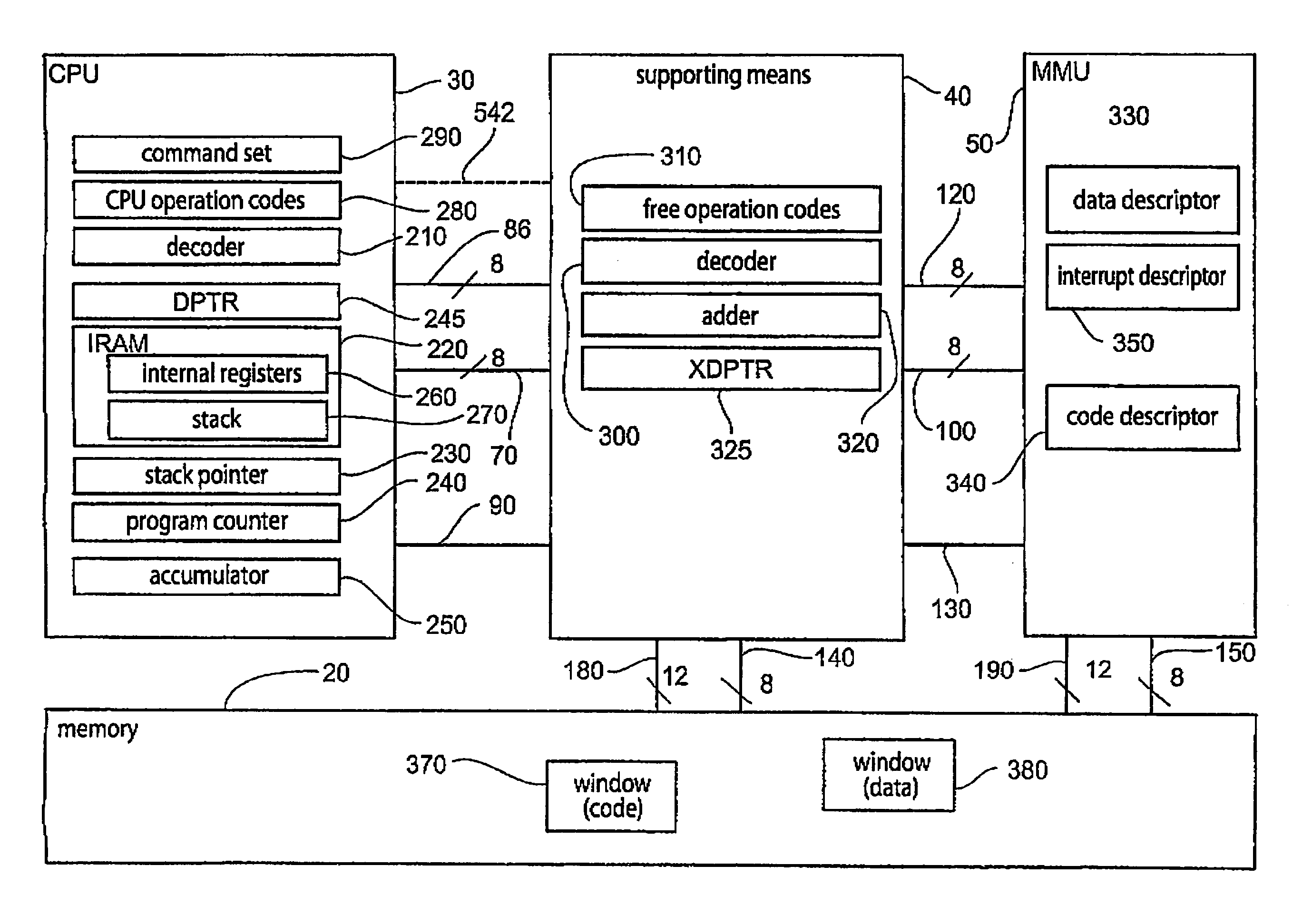 Method for controlling a central processing unit for addressing in relation to a memory and controller