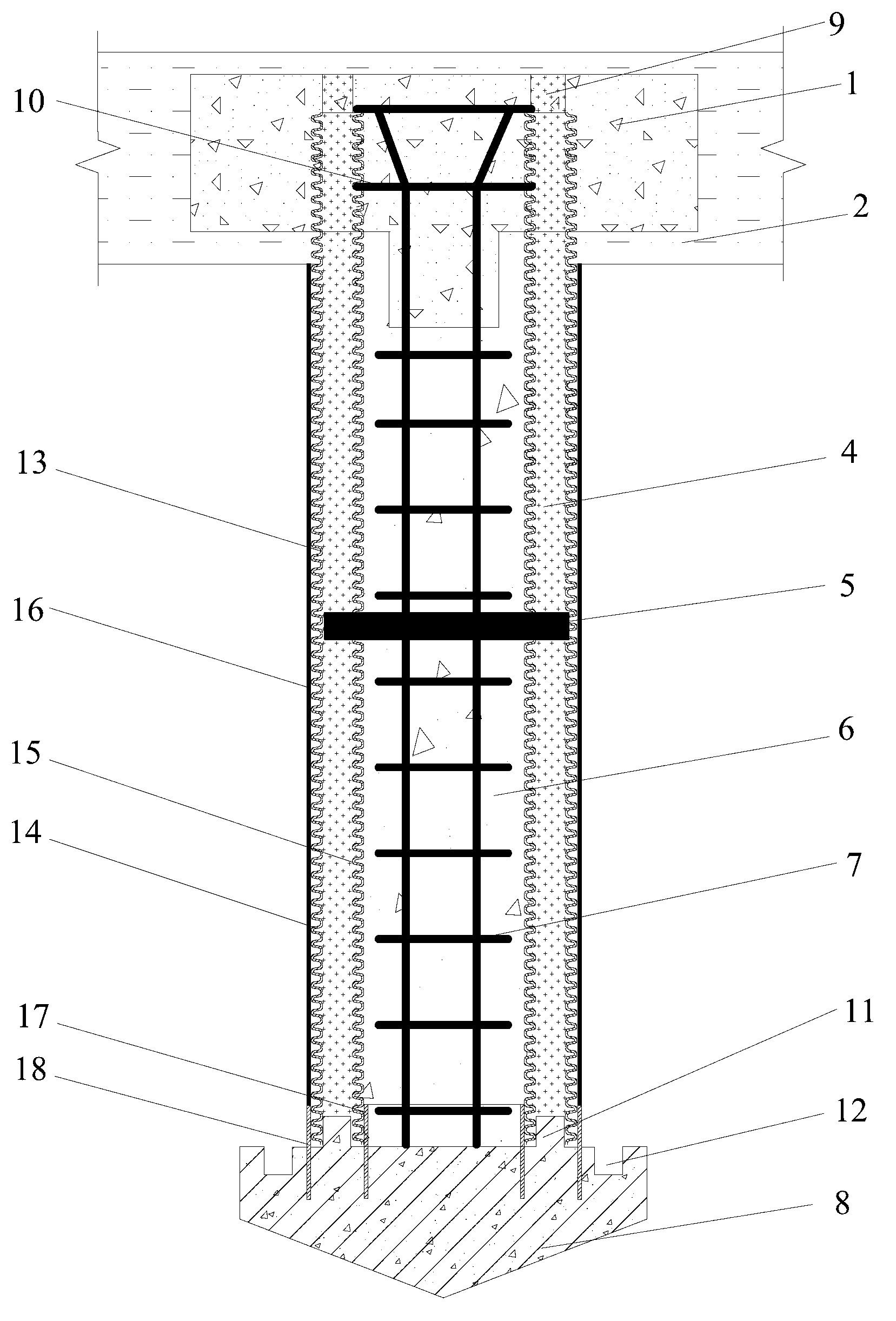 Double-layer plastic sleeve bulk material and concrete stiffness core composite pile and construction method thereof