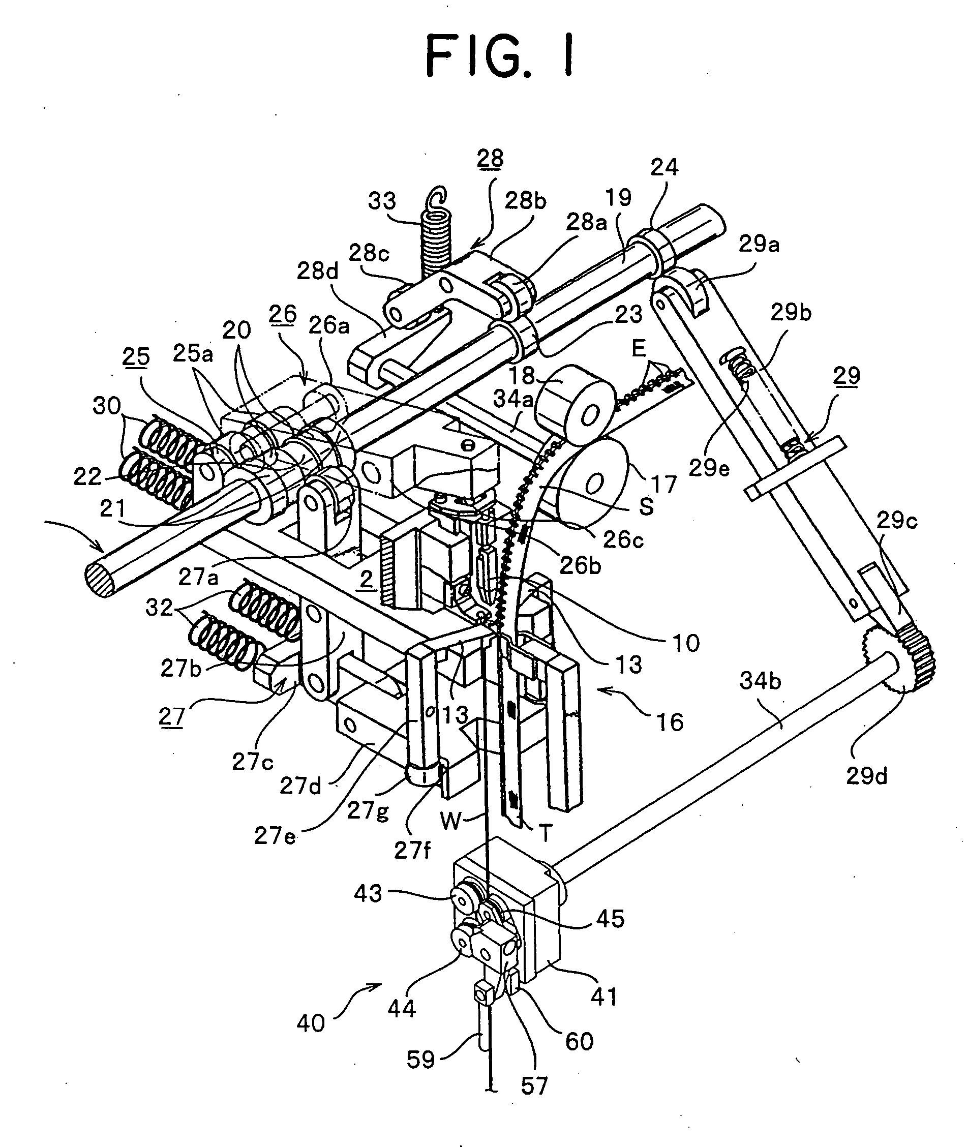 Feeding unit for engaging element metallic linear material in continuous manufacturing apparatus for fastener stringer