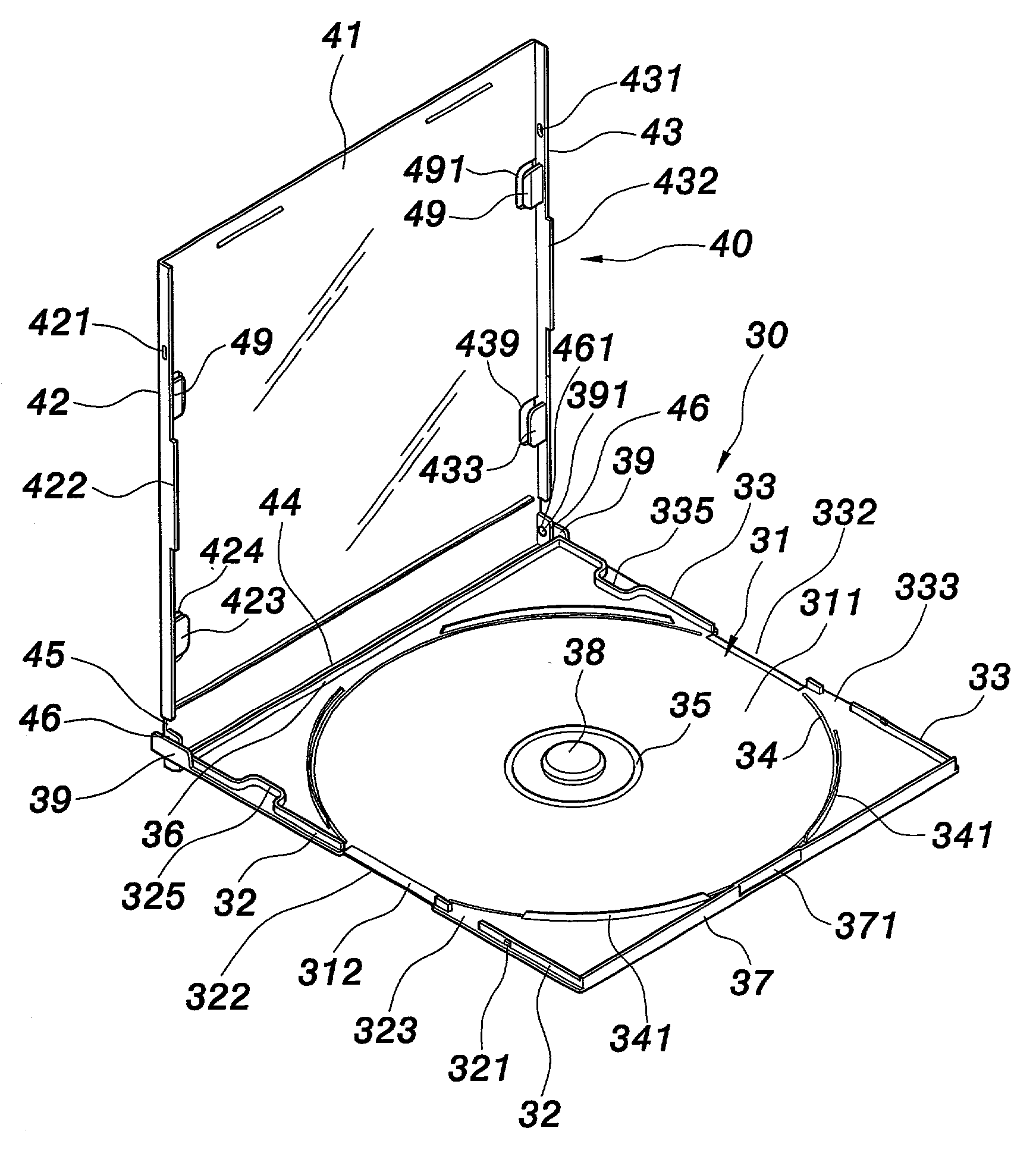 Optical disc case structure