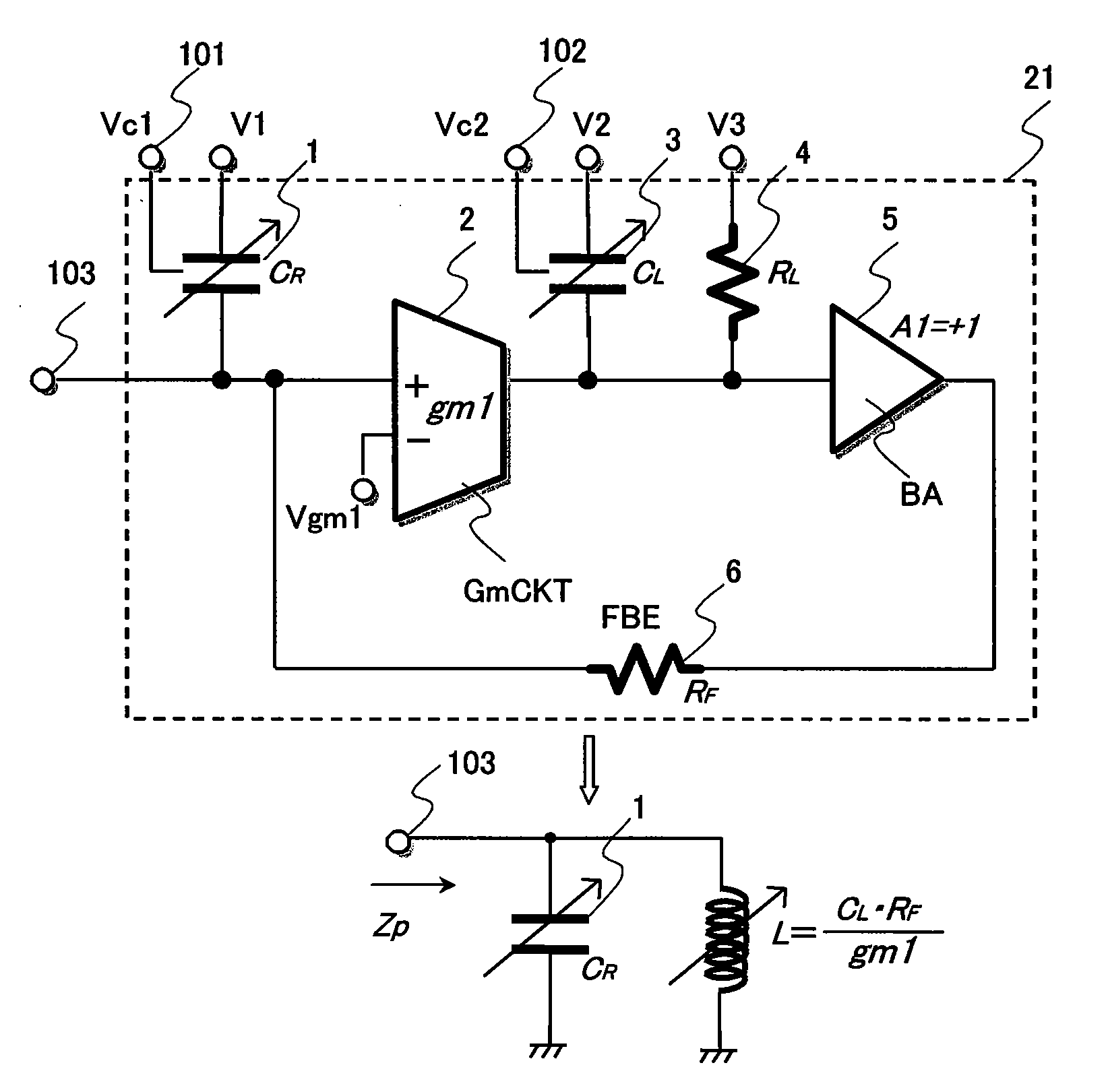 Active resonant circuit with resonant-frequency tunability