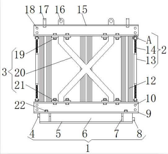 Fixing structure and fixing method of transformer iron core