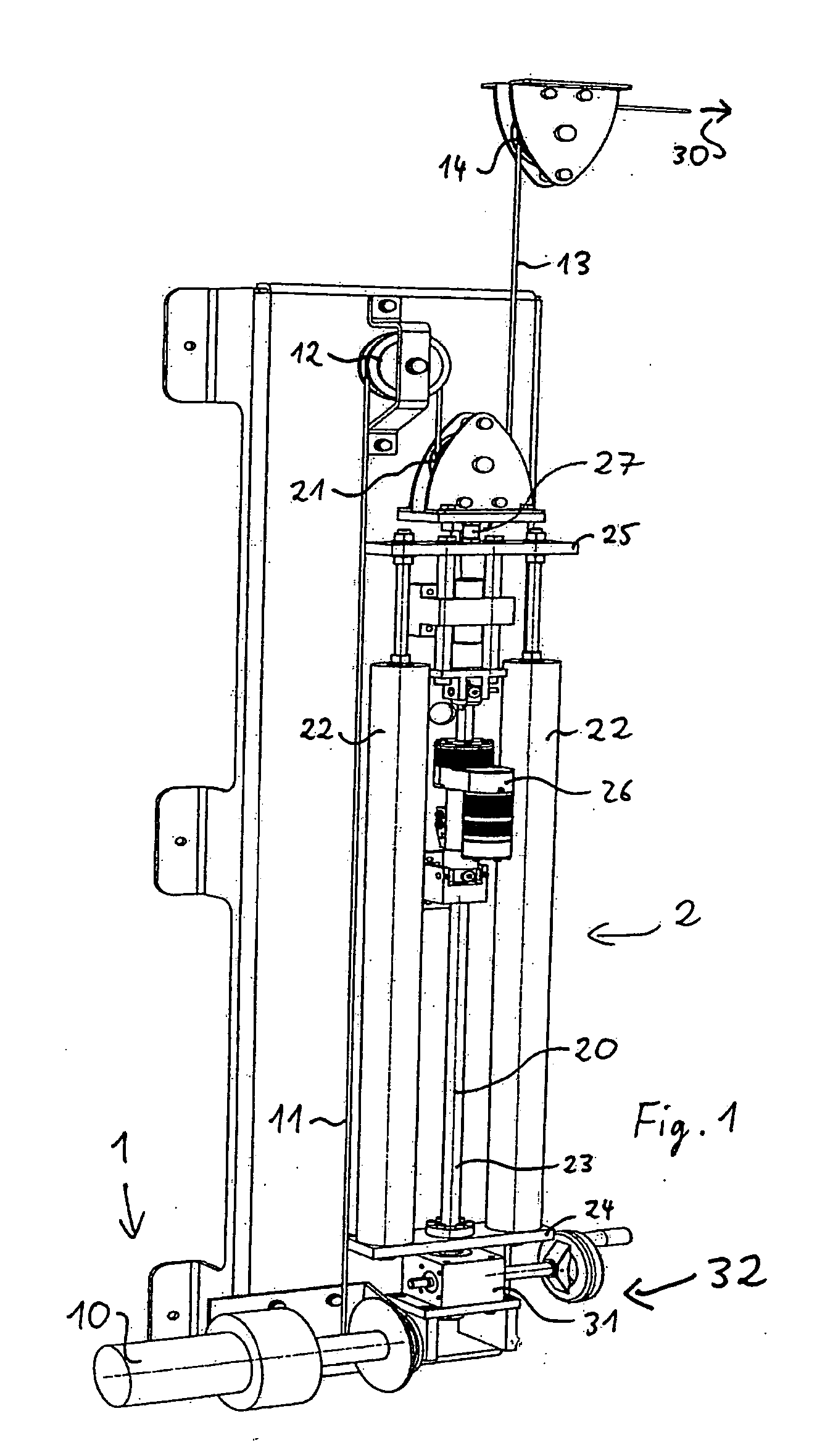 Device and process for adjusting the height of and the relief force acting on a weight