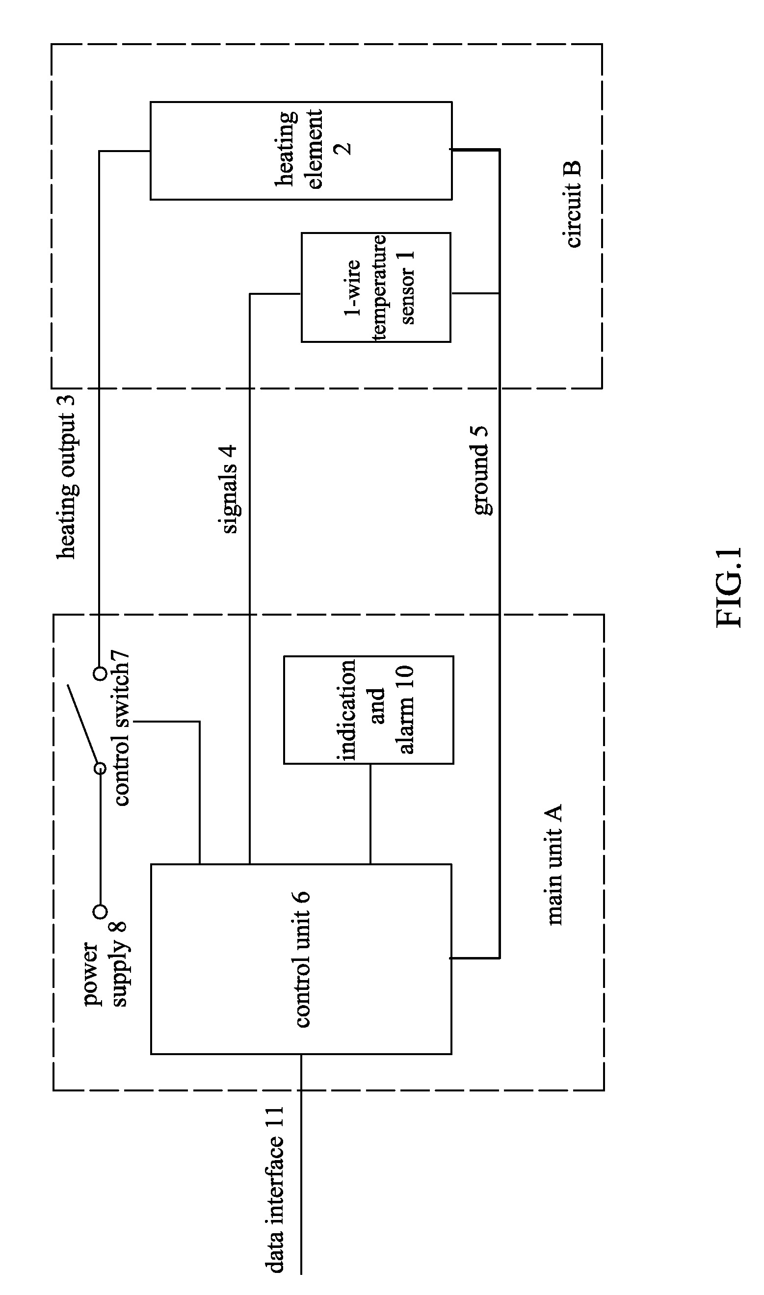 Method for improving the precision and reliability of circuit heating control through a 1 - wire sensor