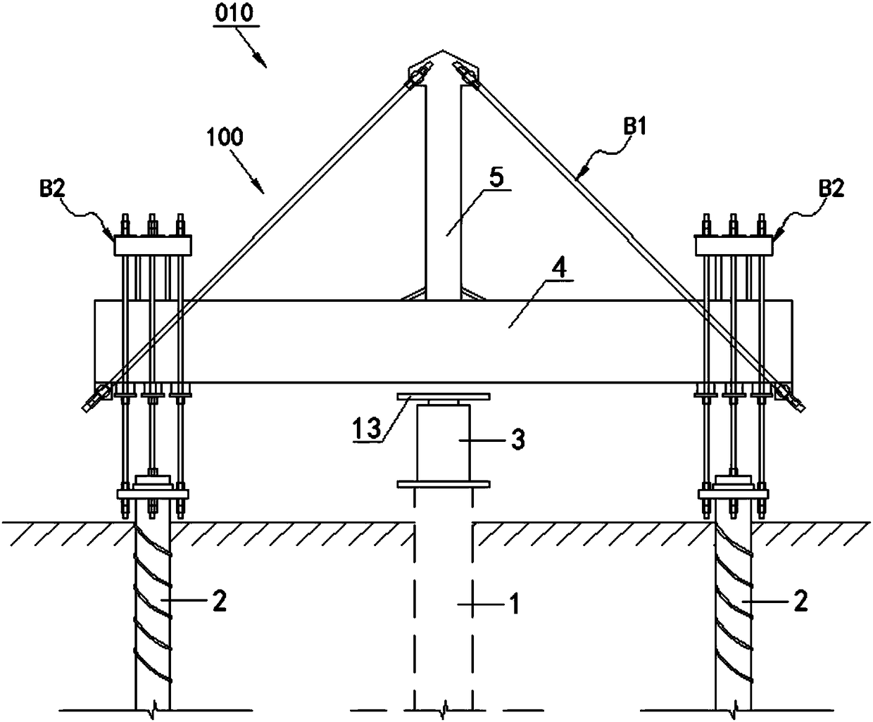 Large-tonnage static-load test counter-force structure and static-load test device