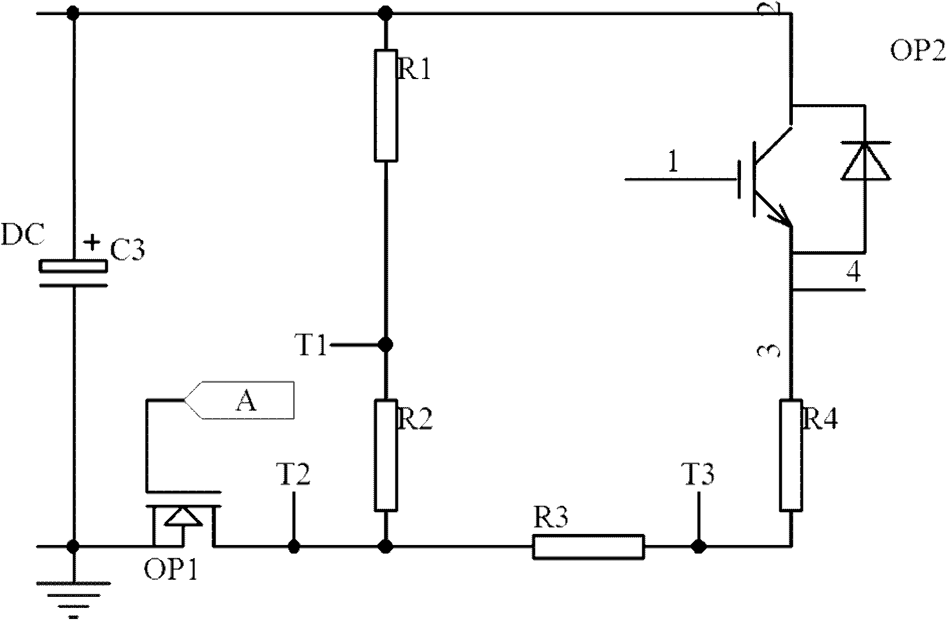 Over-voltage and over-current hardware protection circuit and DC power supply circuit