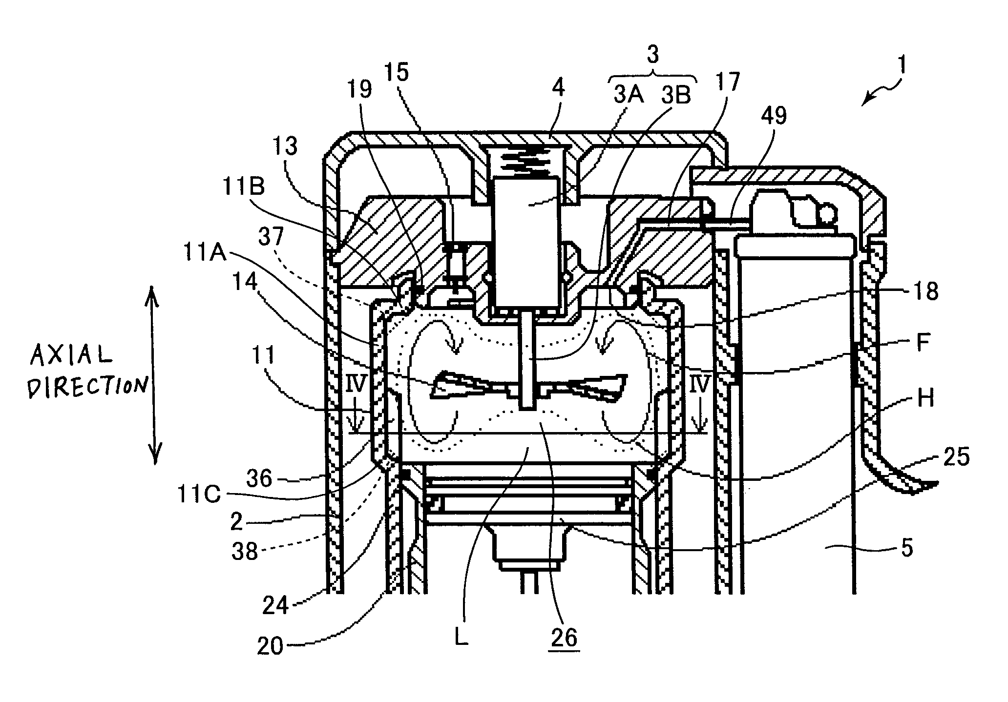 Combustion type power tool having fin in low turbulent combustion region within combustion chamber