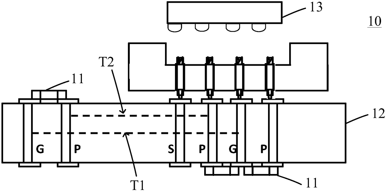 Integrated circuit, integrated circuit test socket with signal and power integration module