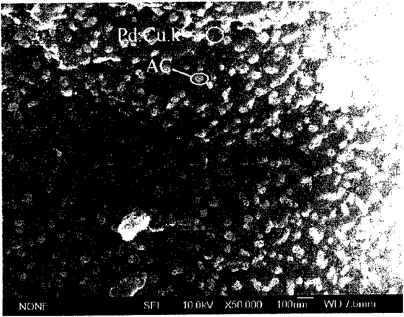 Composite catalyst of silica-coated multi-metal nanoparticles and activated carbon powder and preparation method and application thereof