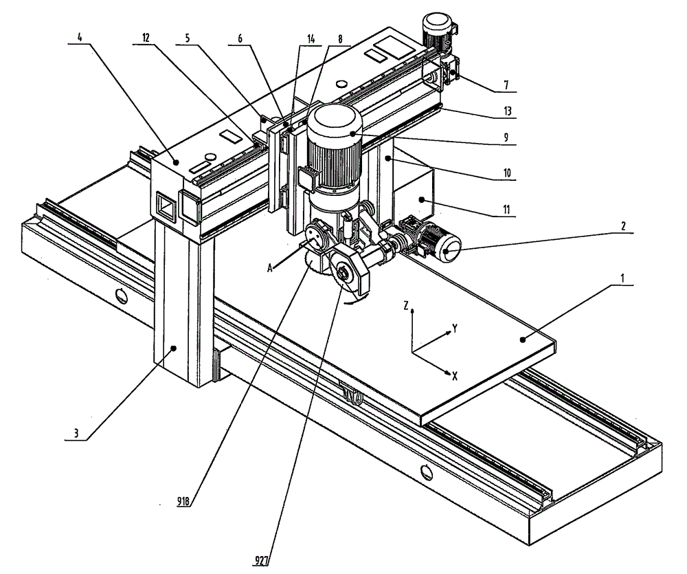 Gantry type slab-bottom flat cutting machine