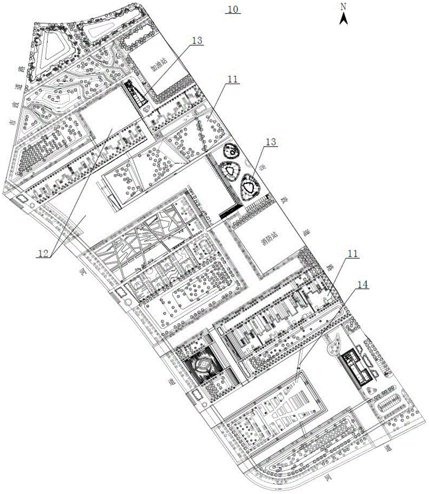 Water system of waterfront green space landscape