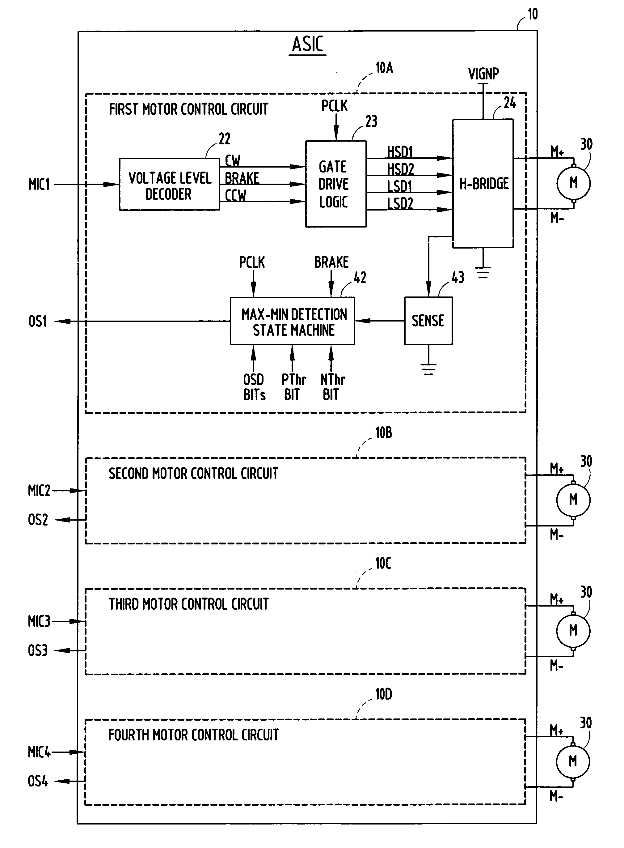 Position detection and external driver multiplexing system for DC motors