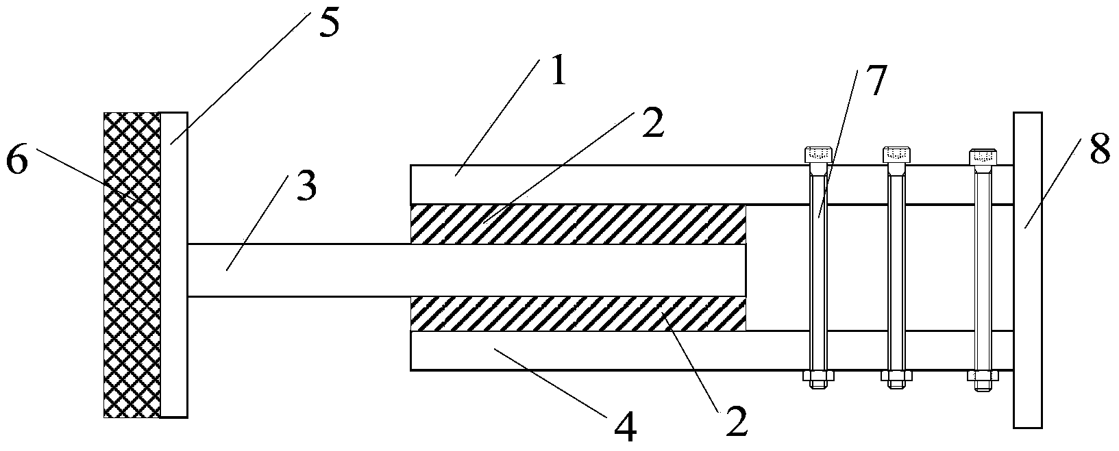 Shearing energy dissipation type shock insulation layer limiting device