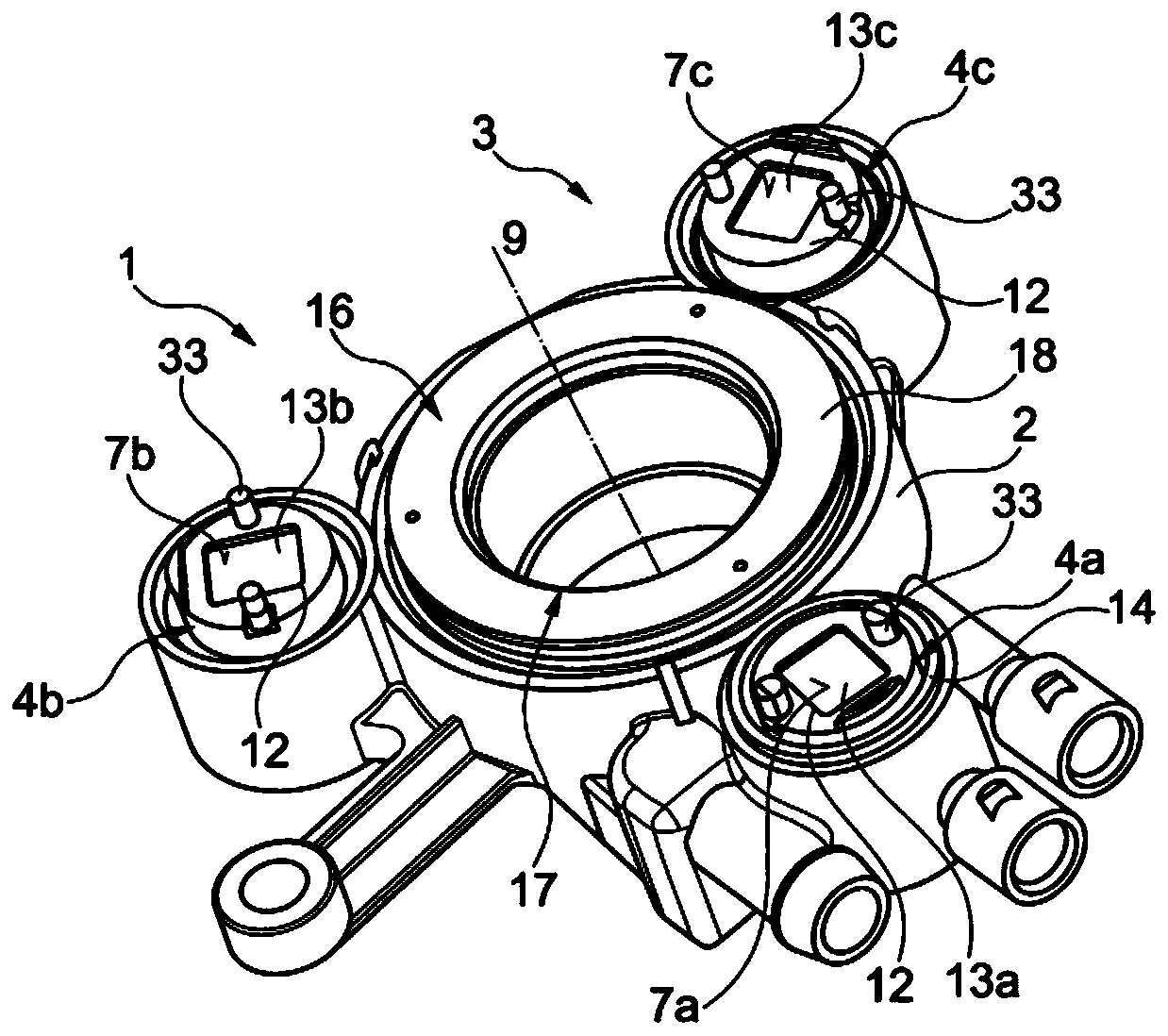 Slave cylinder with individual pistons, actuating device, and clutch system