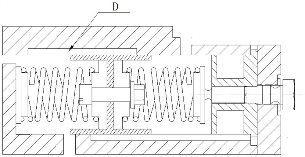 Hydraulic stability adjusting device composed of piston damping and variable throttle nozzle