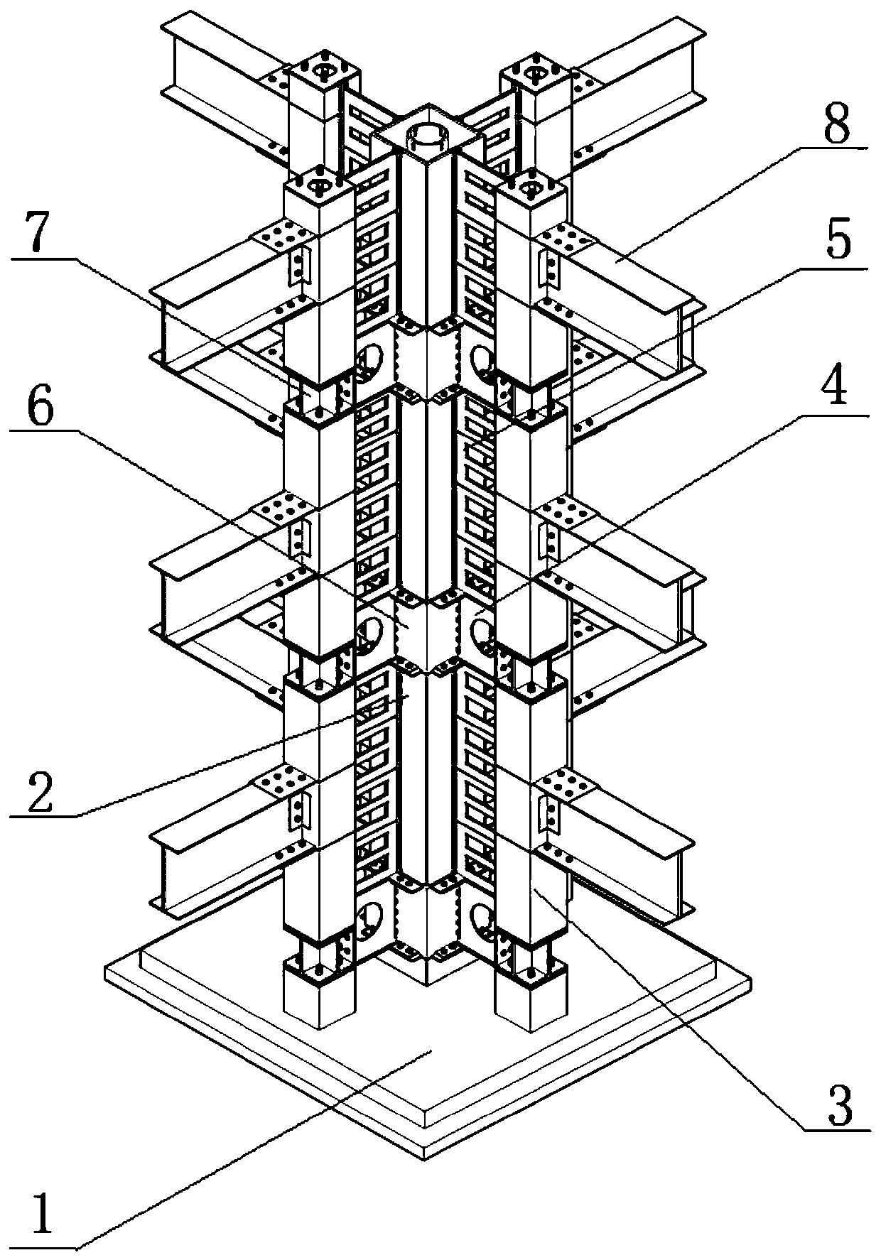 Prefabricated double energy consumption recoverable square steel tube concrete composite column and its installation method